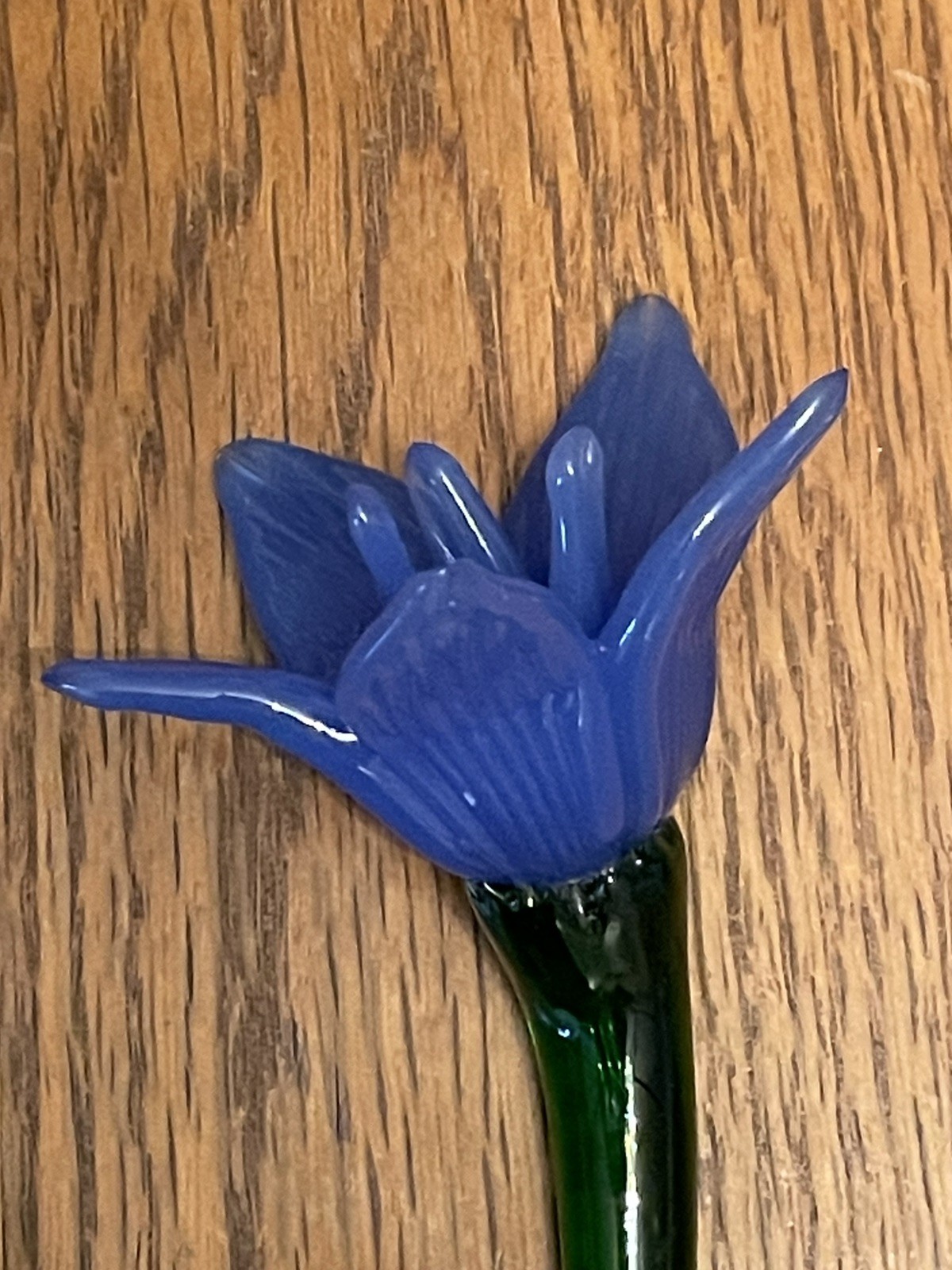 Vtg Murano Style Lot 4 Hand Blown Art Glass Long Stem Flower Bouquet 19″-20″