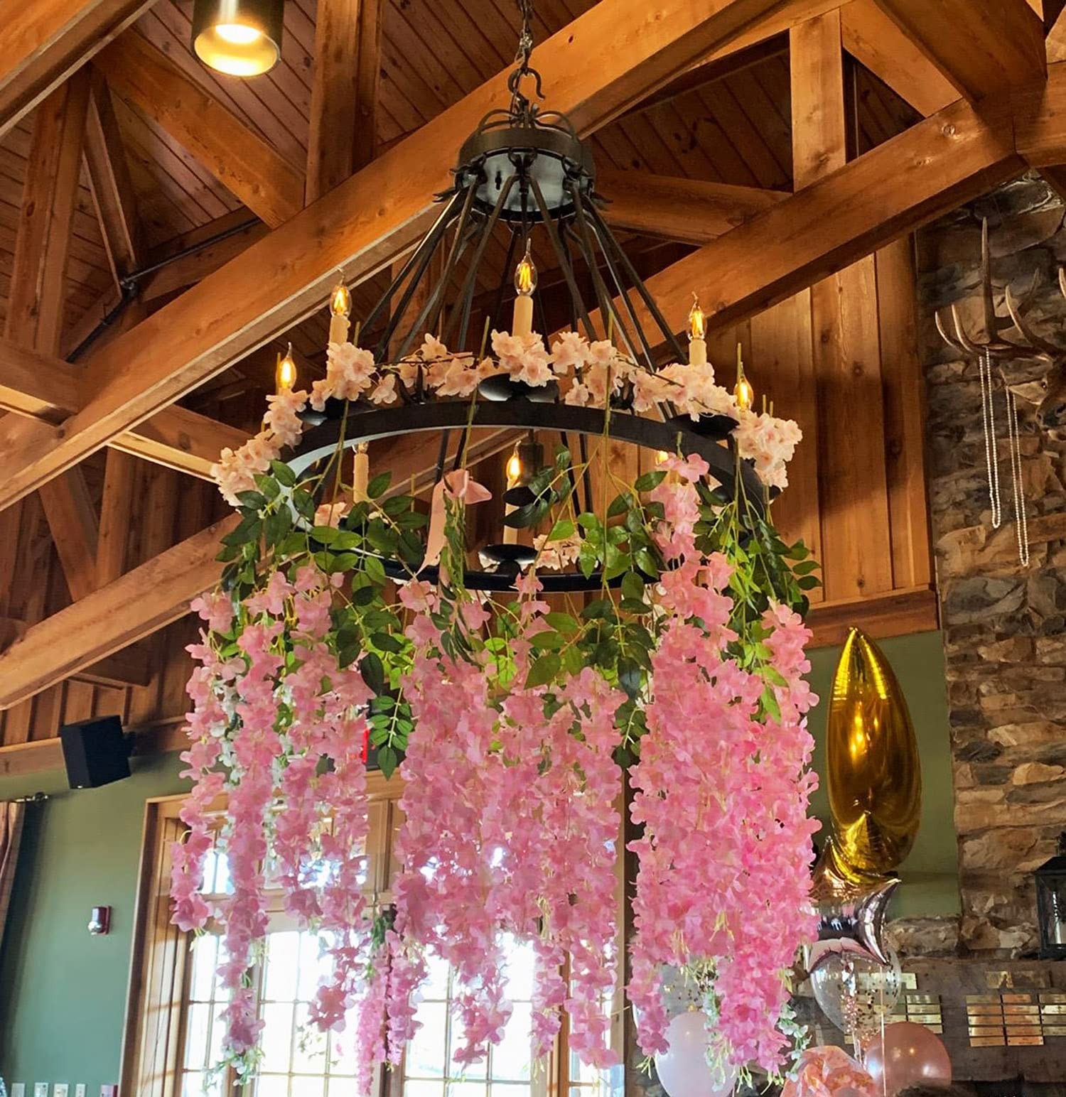 Artificial Wisteria Hanging Flowers Fake Wisteria Flower Garland Silk Vines R…