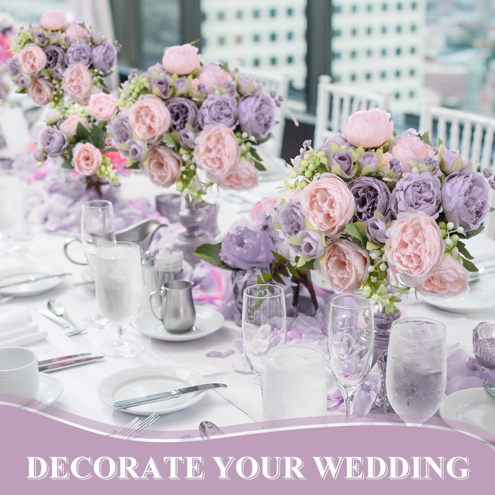 8 Bundles Artificial Peonies Flowers Boho Faux Flowers Arrangements Artificia…