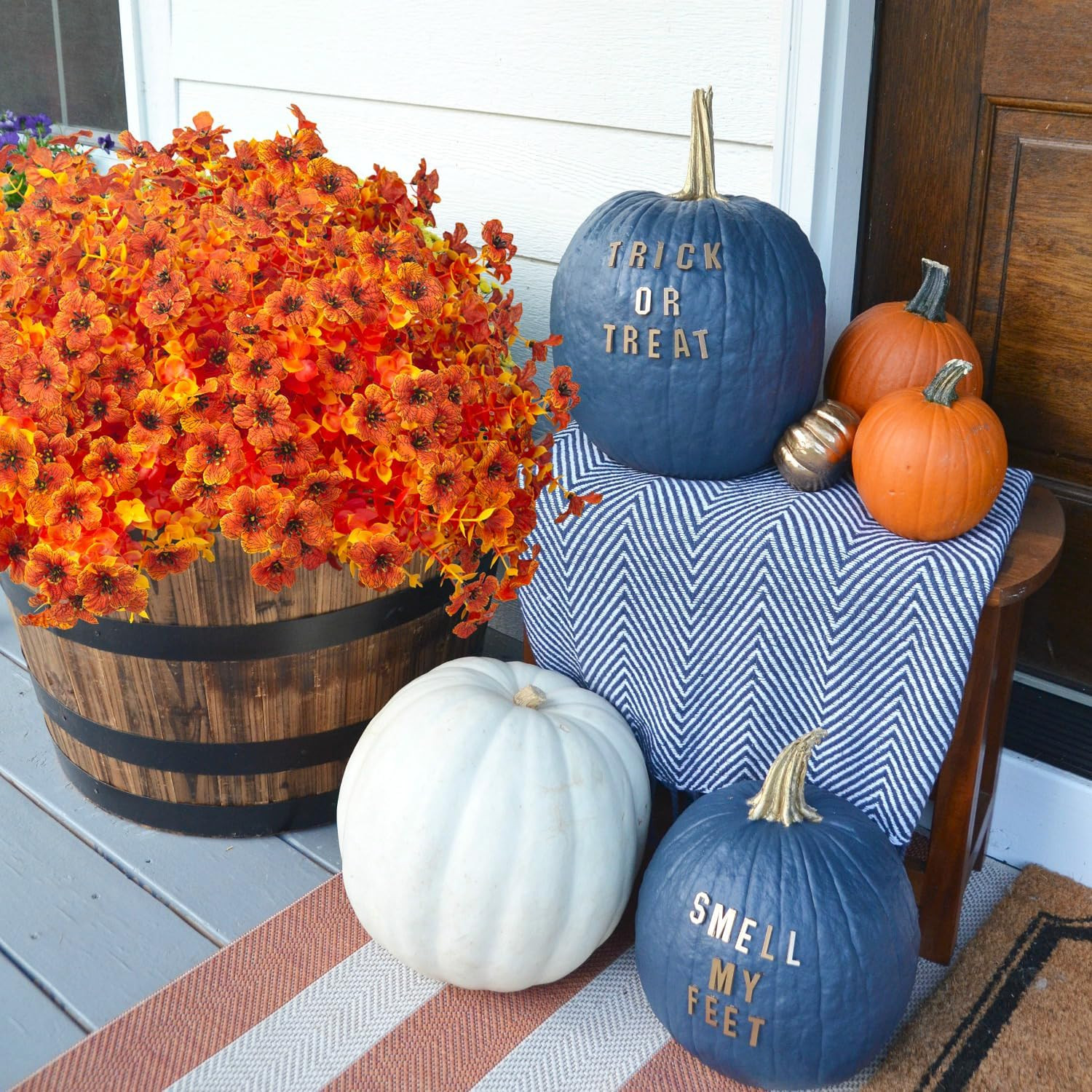 16 Bundles UV Resistant Fall Flowers for Outdoor Autumn Decor – Orange