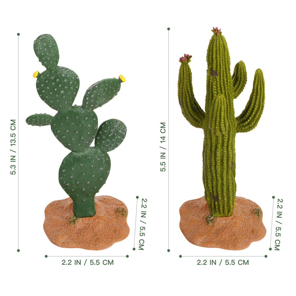 2 Pcs Decorative Cactus Artificial Plants Model Office Fake Greenery Décor