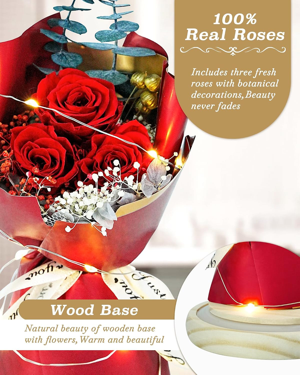 Preserved Flowers Bouquet for Her,Forever Flowers Fresh Bouquet Mothers Day