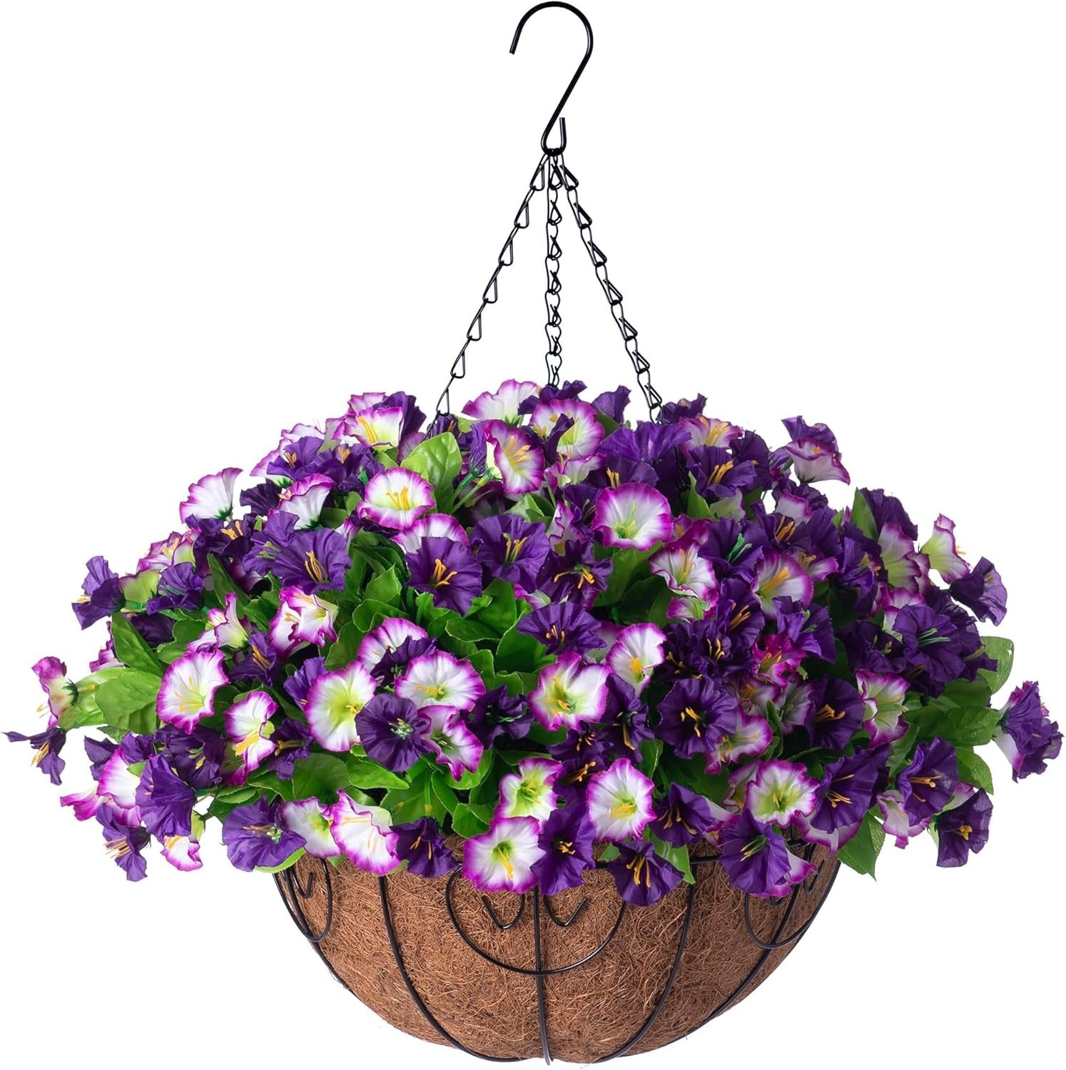 Artificial Hanging Flowers 12 Inch Basket Petunias Morning Glories Porch Deco…