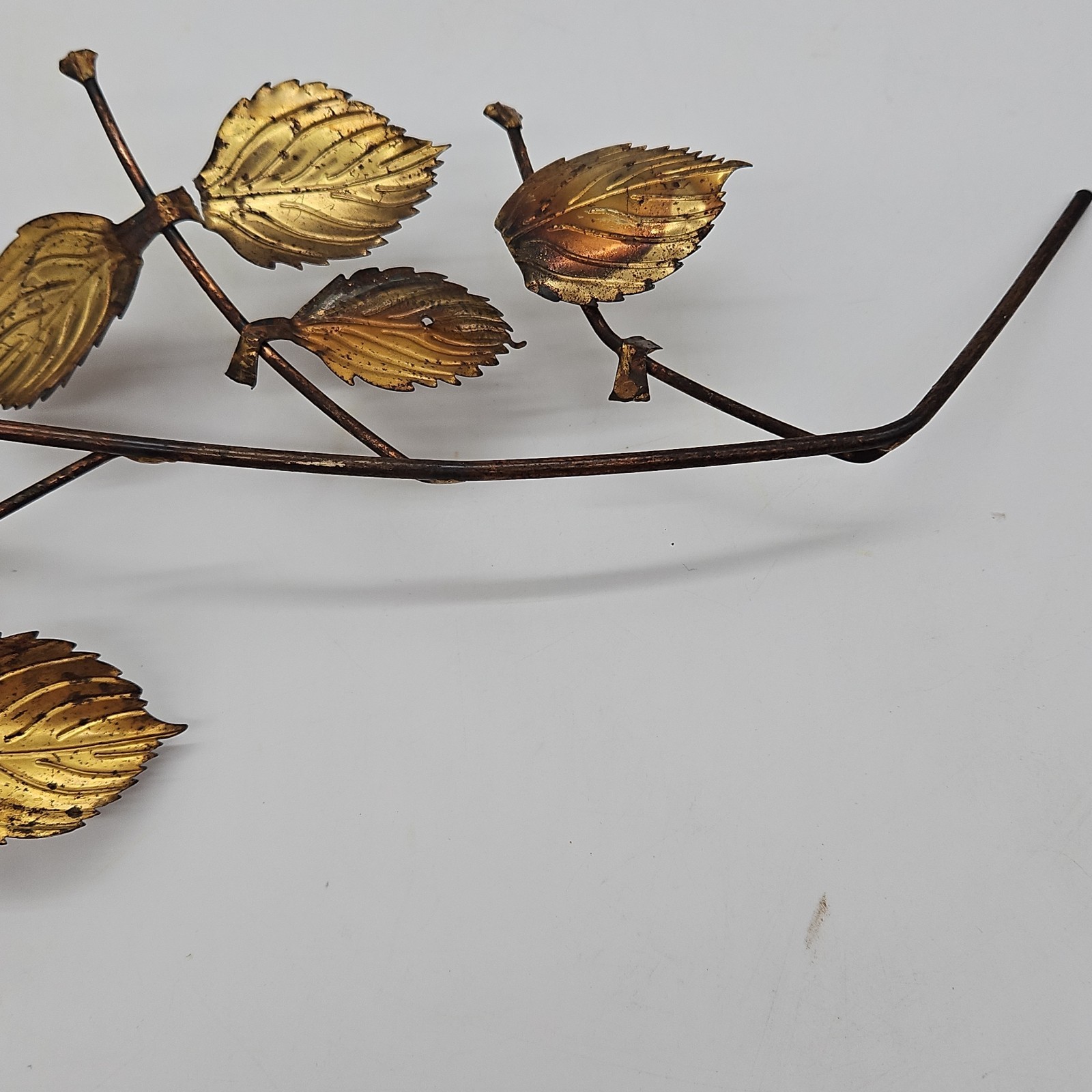 Gold Tone Brass & Copper Flower Roses Leaf Metal Wall Hanging Decor Set