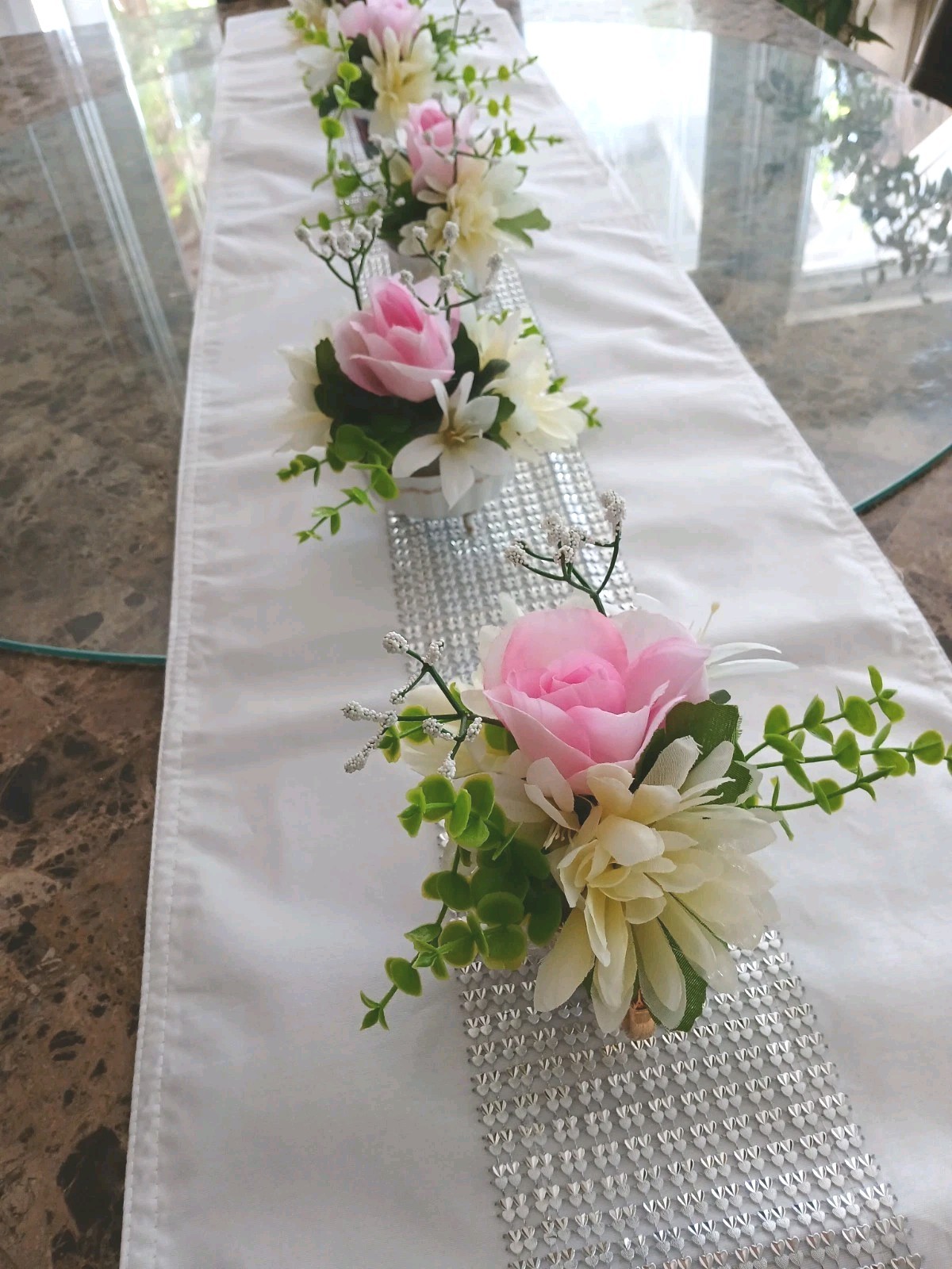 Tea Party Pink Rose Chrysanthem Silk Floral Arrangement Bridal Birthday POP-IN