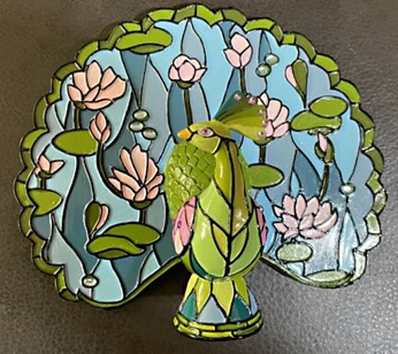 3 BEAUTY OF TIFFANY PEACOCK STAINED GLASS LOOK #ED LILY DRAGONFLY BLOSSOM RS