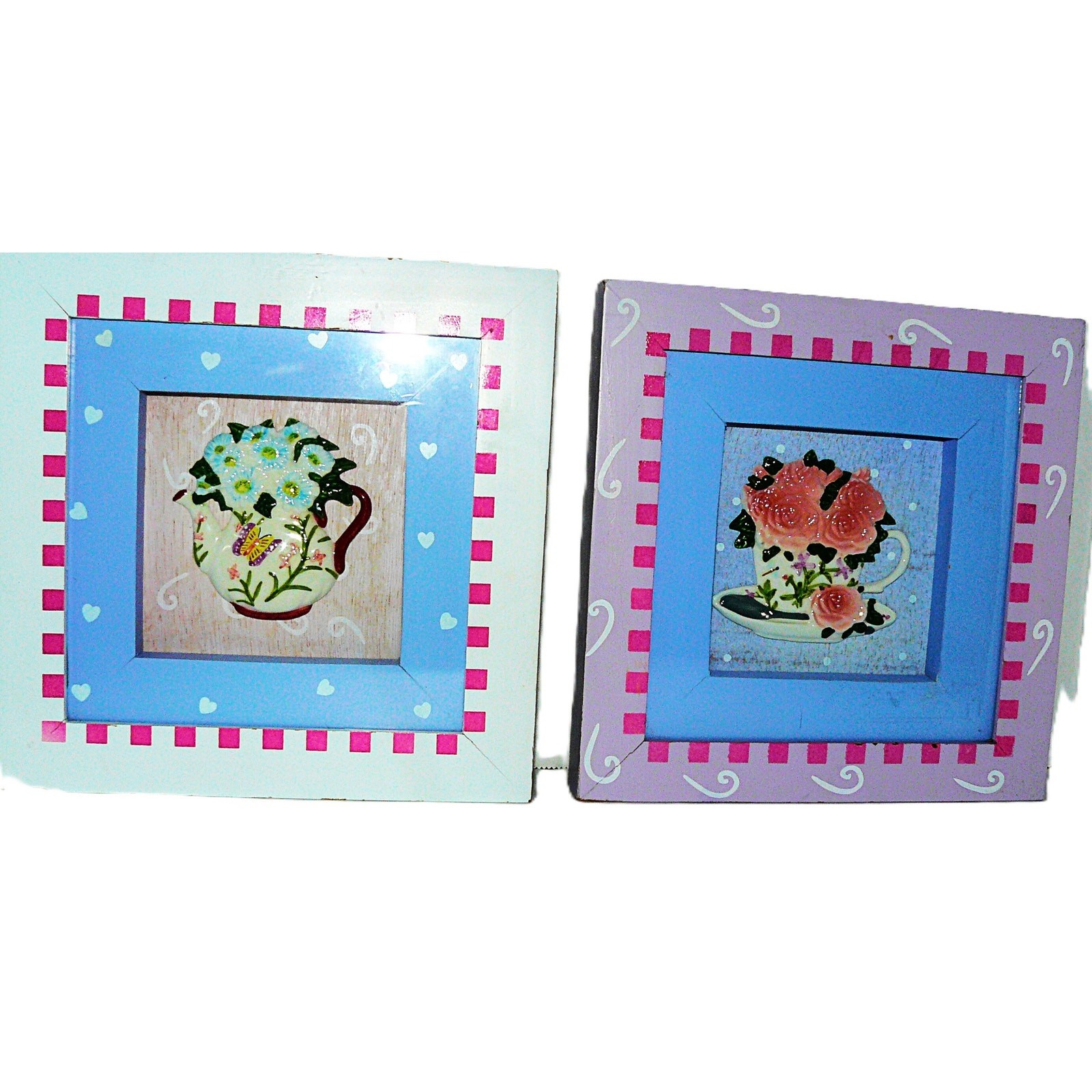 Vintage Floral Teacup Pitcher Wall Shadow Boxes Cottagecore Country Shabby Chic