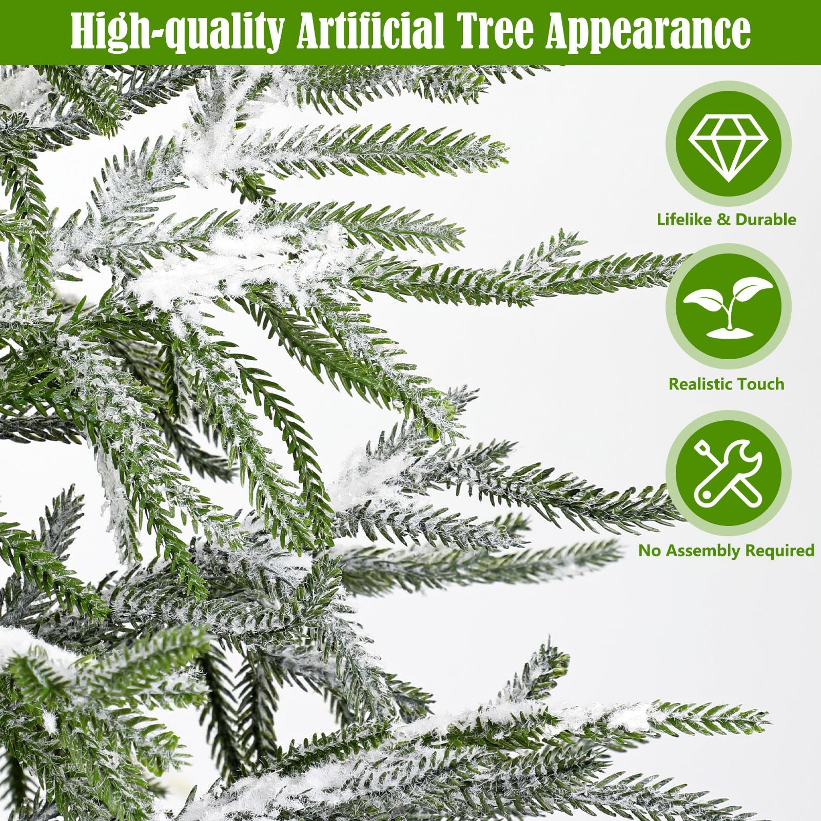 3FT Snow Flocked Artificial Norfolk Pine Tree in Pot, Real Touch Artificial T…
