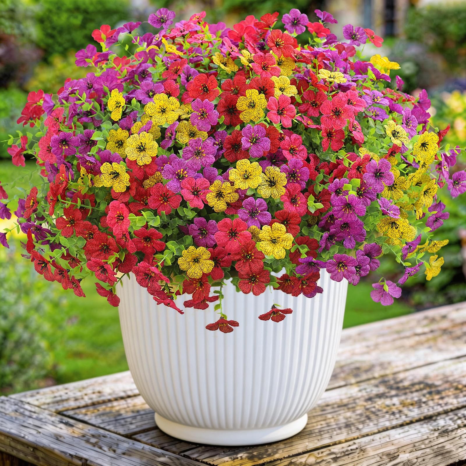 12 Bundles Artificial Flowers for Outdoor Indoor UV Resistant Fake Plants Sil…