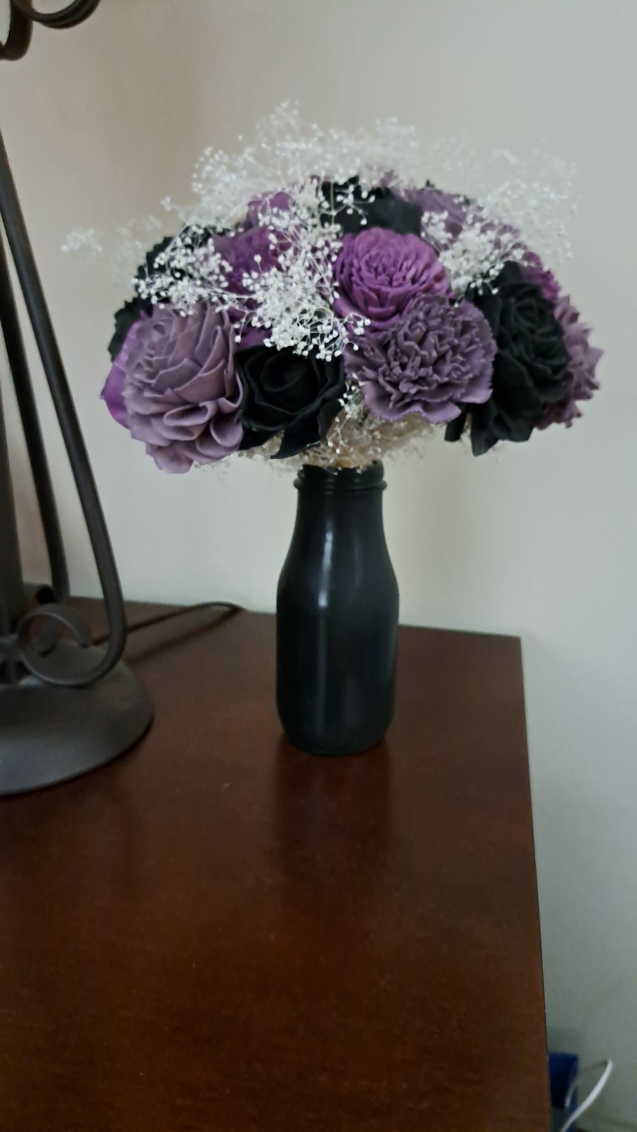Sola Wood Flower Arrangement Purple And Black Home Decor Gift