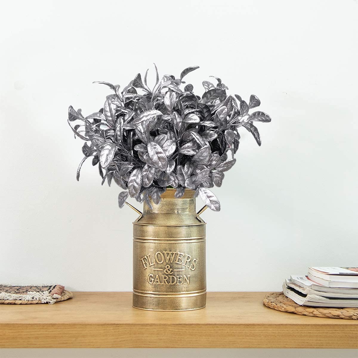 Christmas Artificial Plants Decoration Silver Flowers 4 Pcs, Plastic Plant Fa…