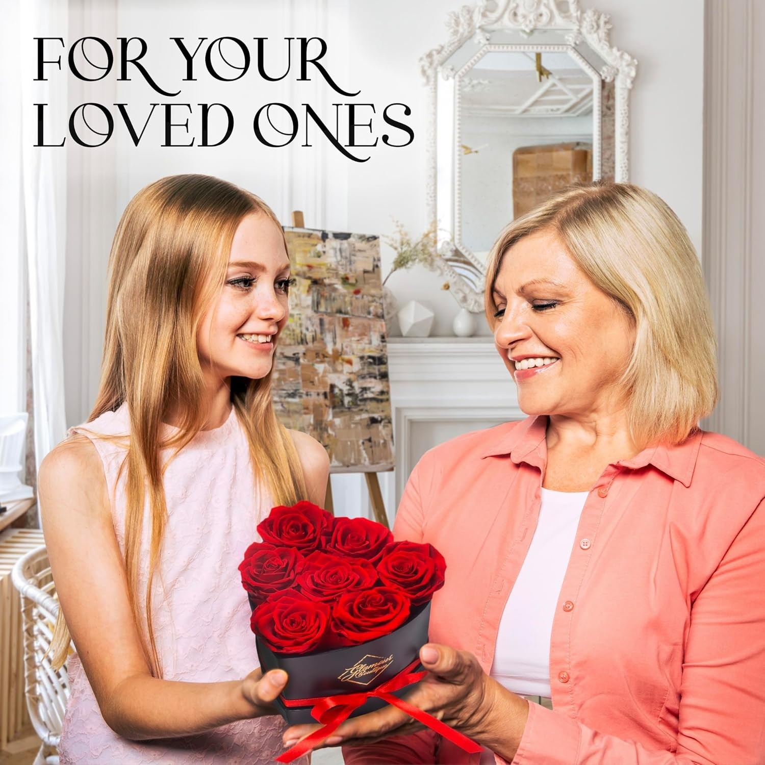 Red Heart-Shaped Box with 7 Preserved Roses – Effortless Luxury for Any Occasion