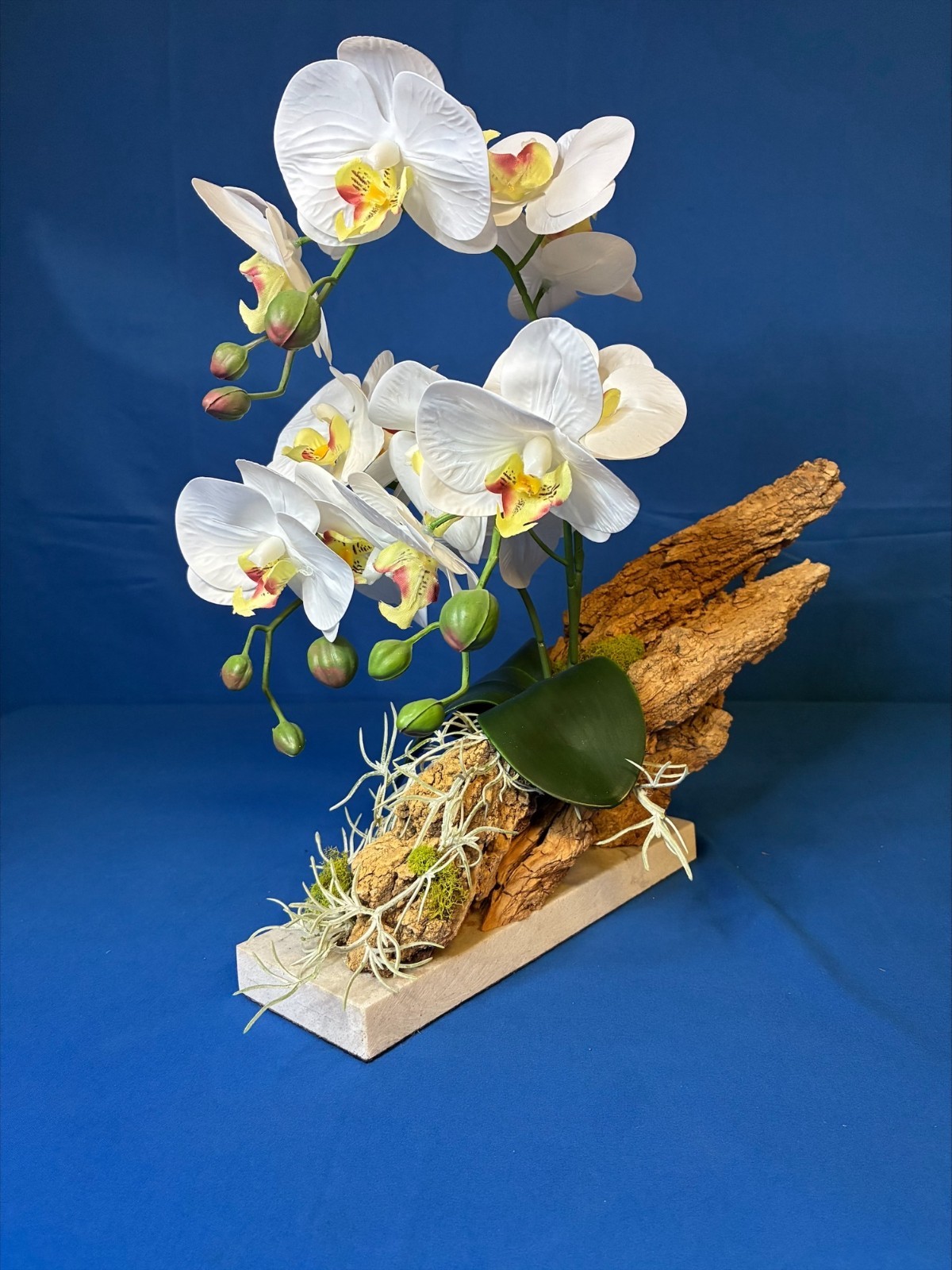 Orchid Marble Base Natural Bark Handmade USA