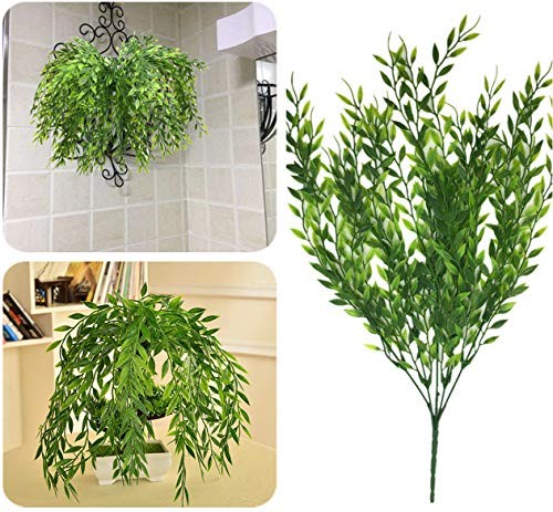 Artificial Weeping Willow, Plastic Plants Greenery Leaves Weeping Willow-8 Pcs