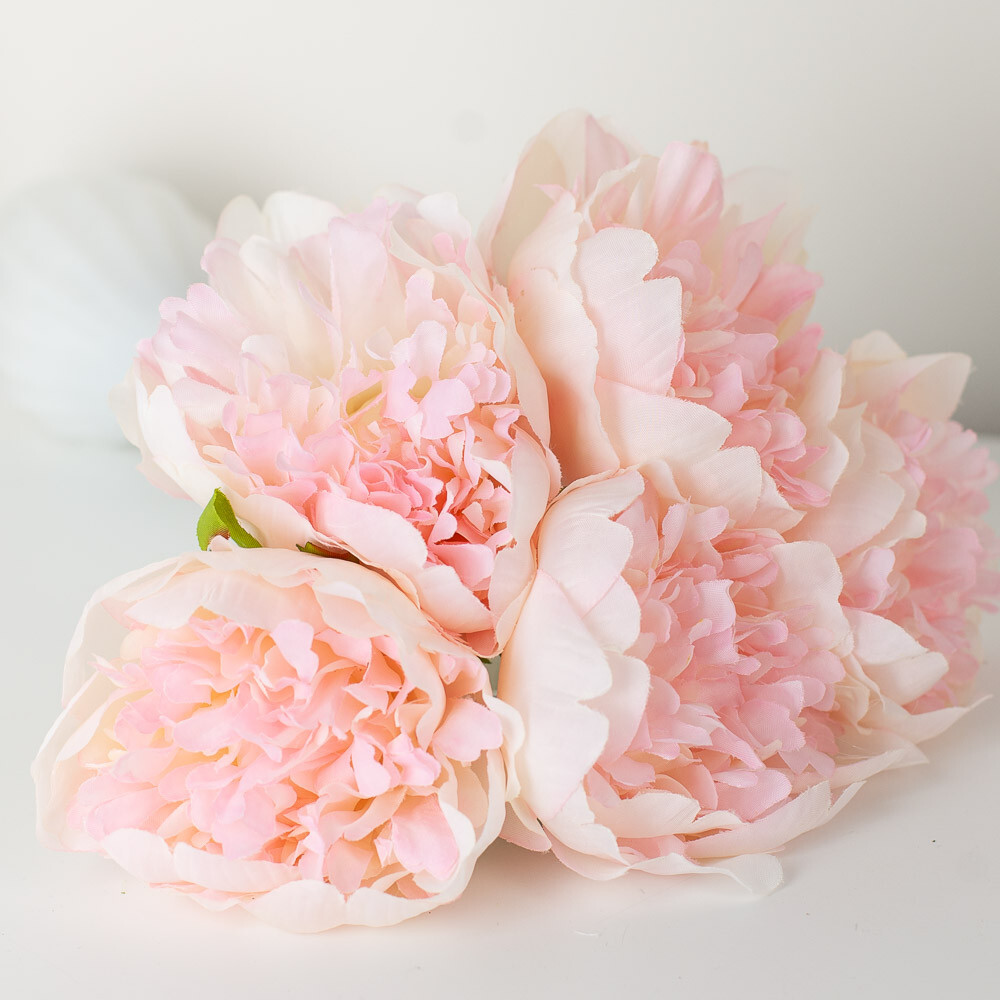 Set of 2 Artificial Cream Pink Peony 9″ Floral Bundles