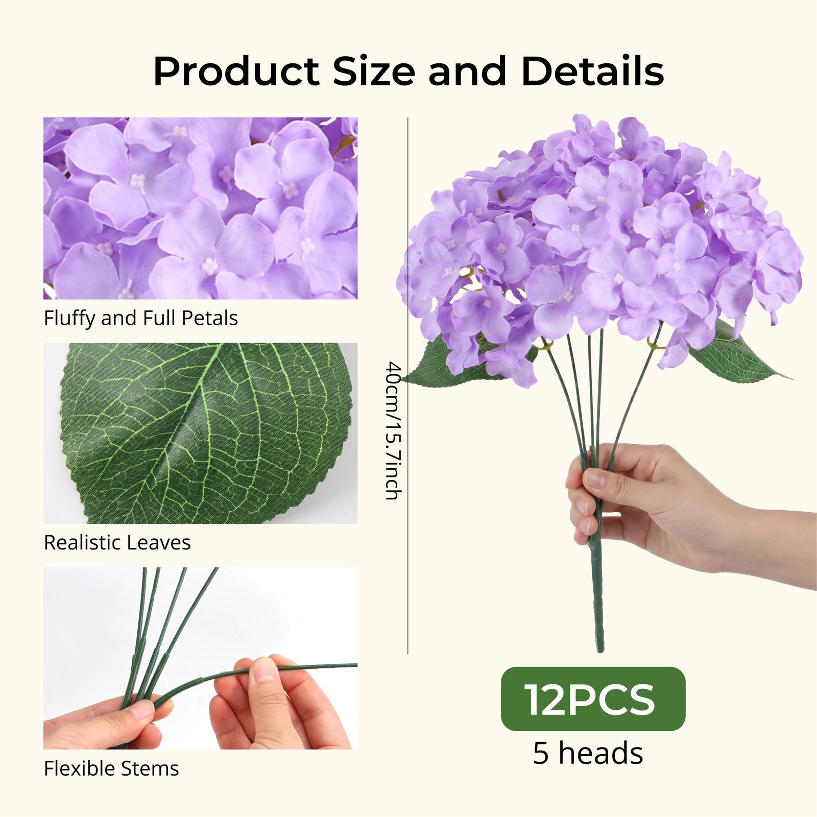 12 Bundles Hydrangea Artificial Flowers for Outdoors and Indoor, UV Resistant…