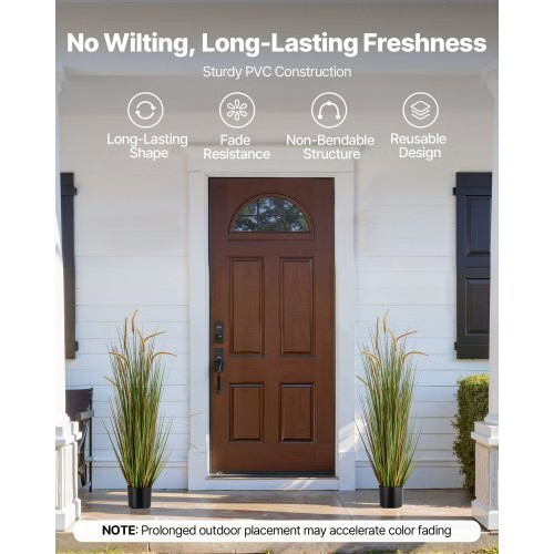 Artificial Grass Plant, 2 Pack 47 inch Horsetail Reed Grass in Pot, Premium PVC