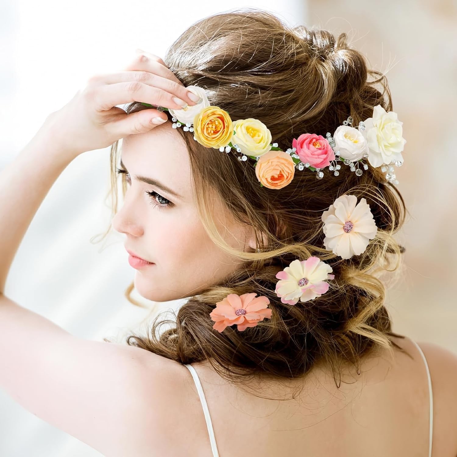 Fake Flower Heads Mini Silk Flowrs Bulk Small Flower 3D Loose Faux Daisy Rose