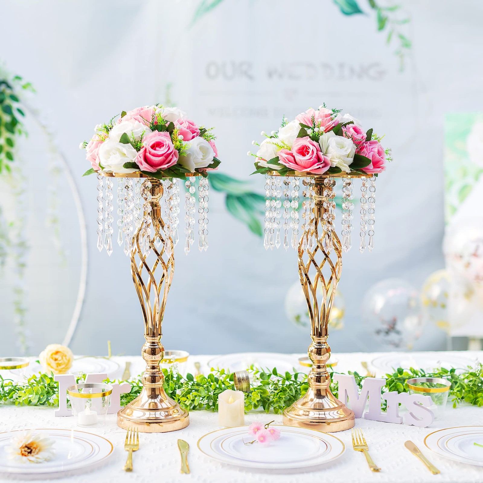 Flower Centerpieces for Wedding Tables: Wedding Table Decorations Pink & Whit…