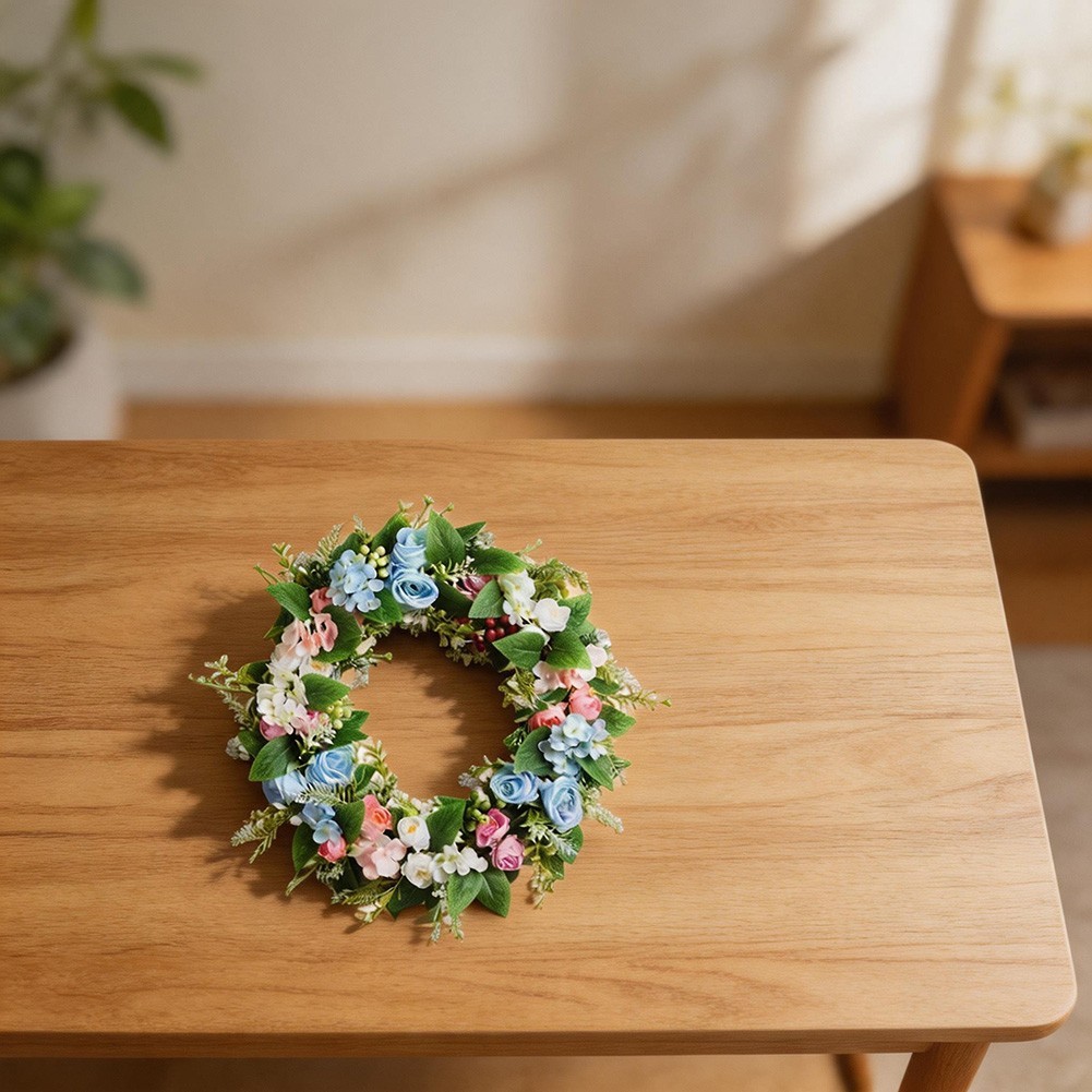 35x35cm Green Wreath Artificial Lifelike Foliage for Indoor Outdoor Year Round