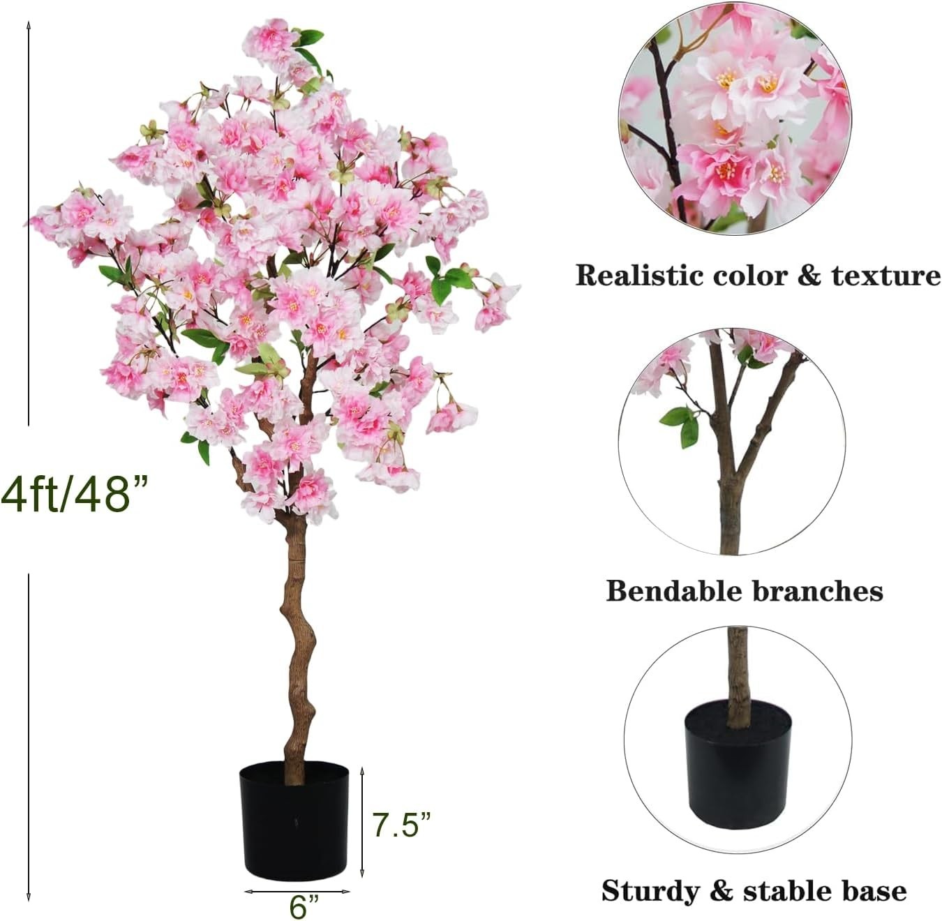 Realistic 4FT Pink Cherry Tree – Indoor & Wedding Decor