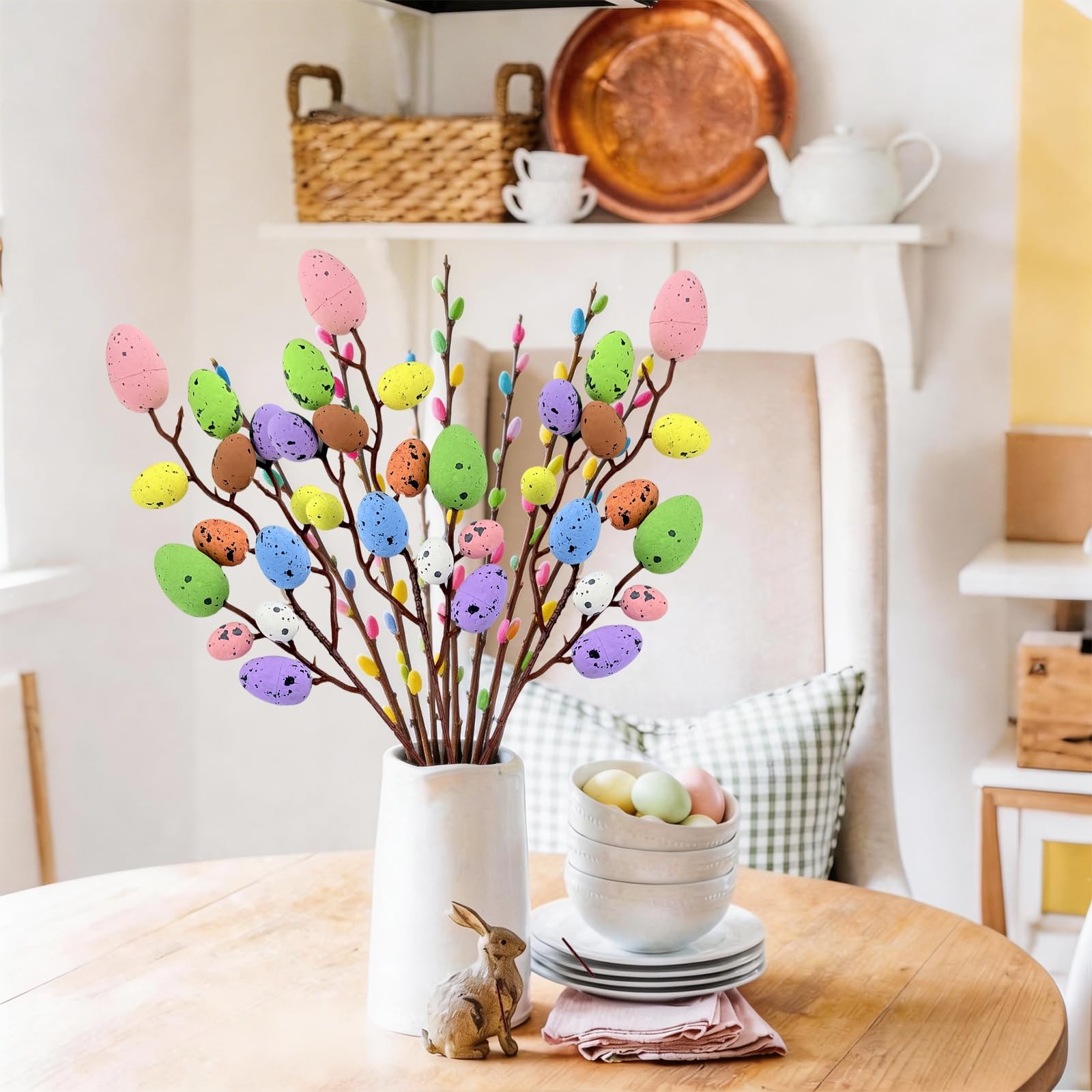 Artificial Picks Easter Spray Vine with Easter Eggs Berries Floral Stems
