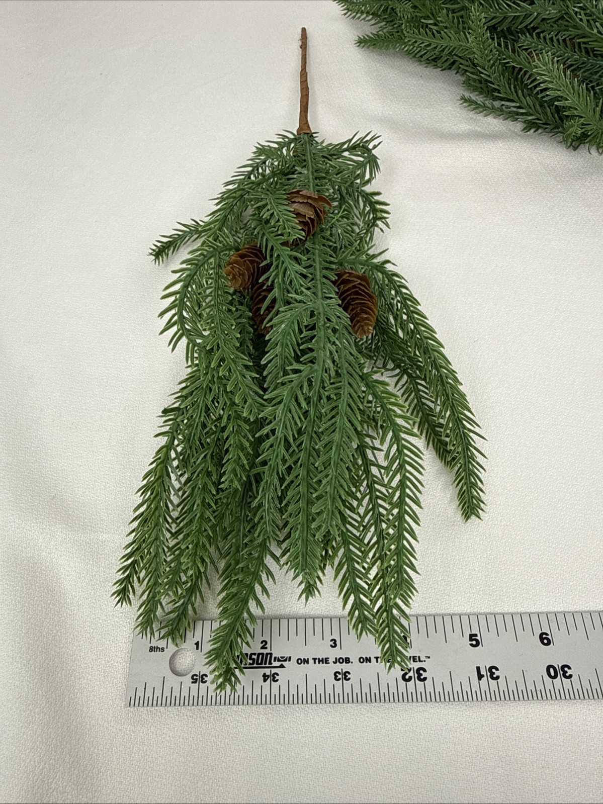12 PC Artificial Plastic Norfolk Pine Branches with Pine Cones, 17 1/4” Pieces