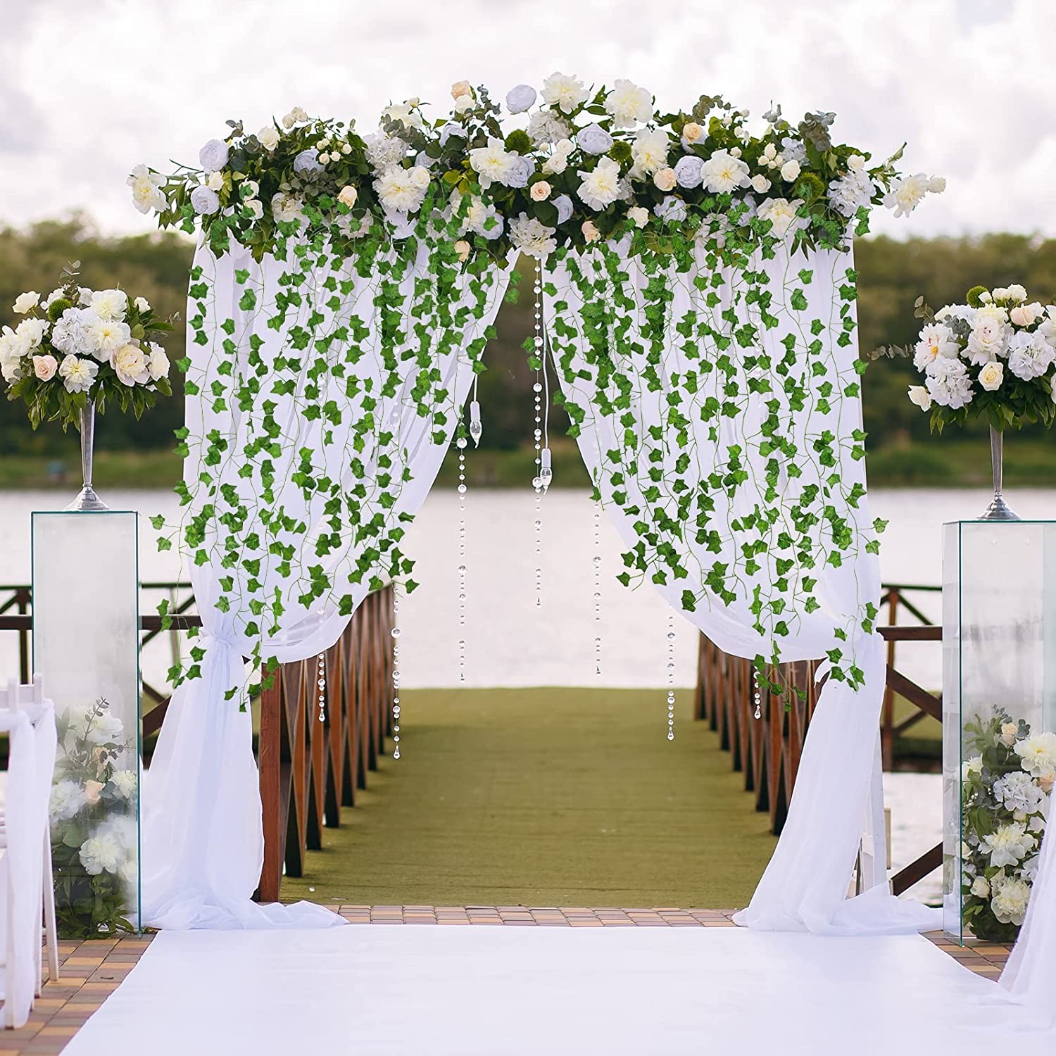 6/12PCS Artificial Ivy Hanging Green Leaves for Home Party Wedding Decor 6.5ft