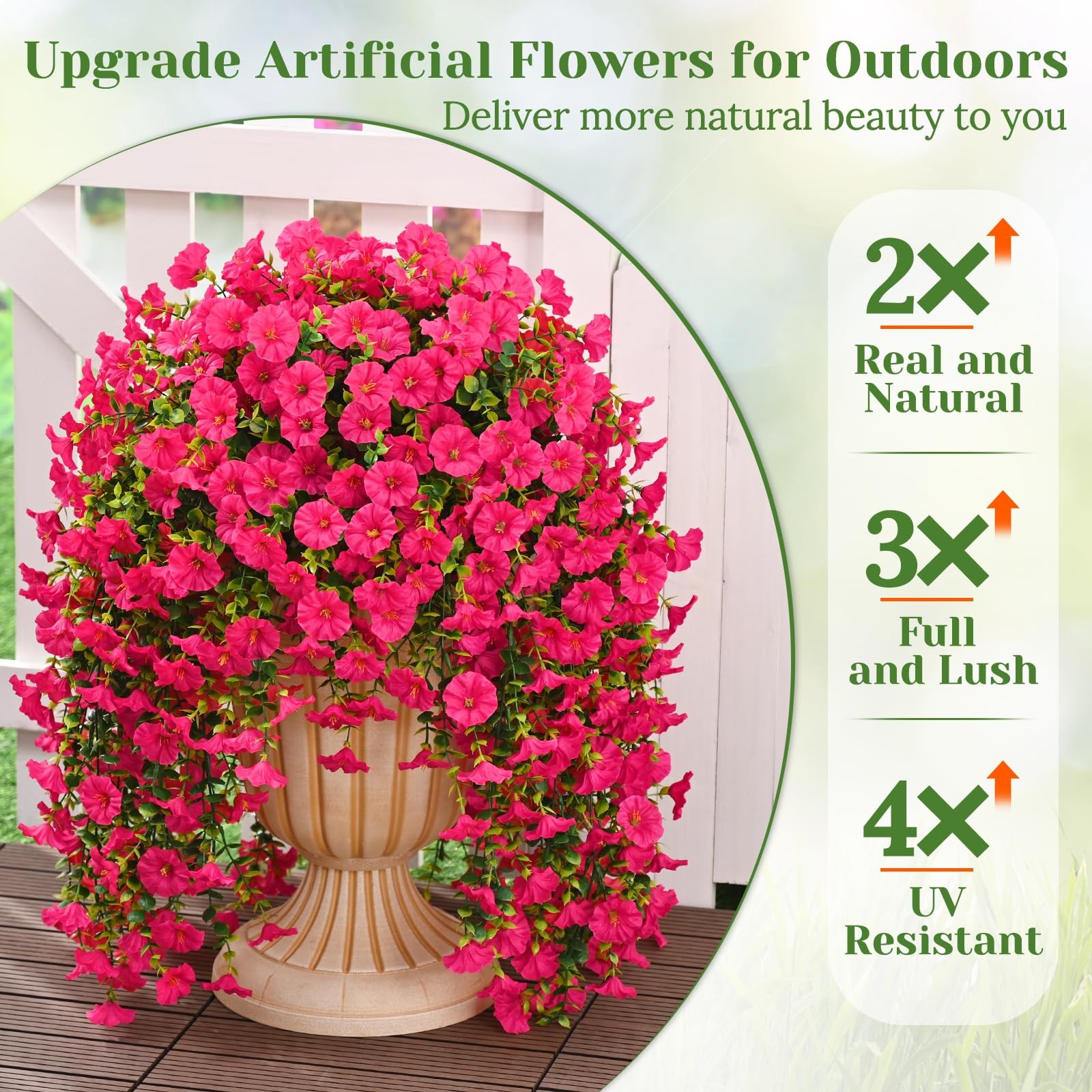 MARTINE MALL 8 Pcs Look Real Artificial Flowers for Outdoors, Realistic Artif…
