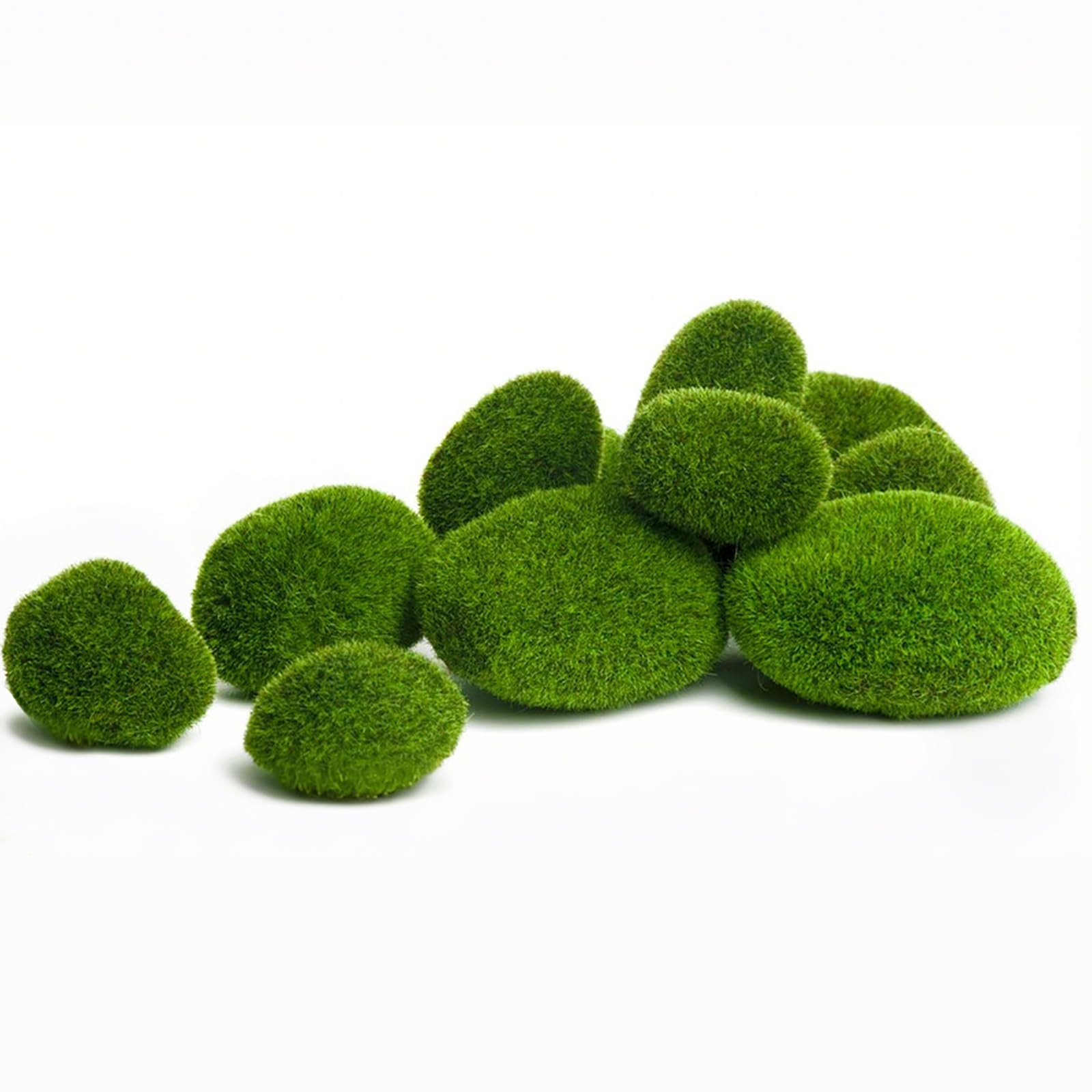 50 Pcs Artificial Moss Rocks – Decorative Faux Green Balls for Floral Arrangemen