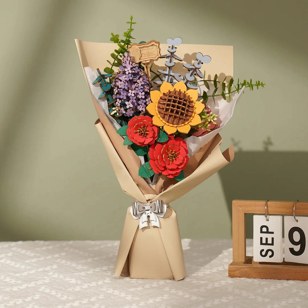 Rowood DIY Wooden Flower Bouquet Beautiful Hand-Make Gifts Eco-Friend Materials