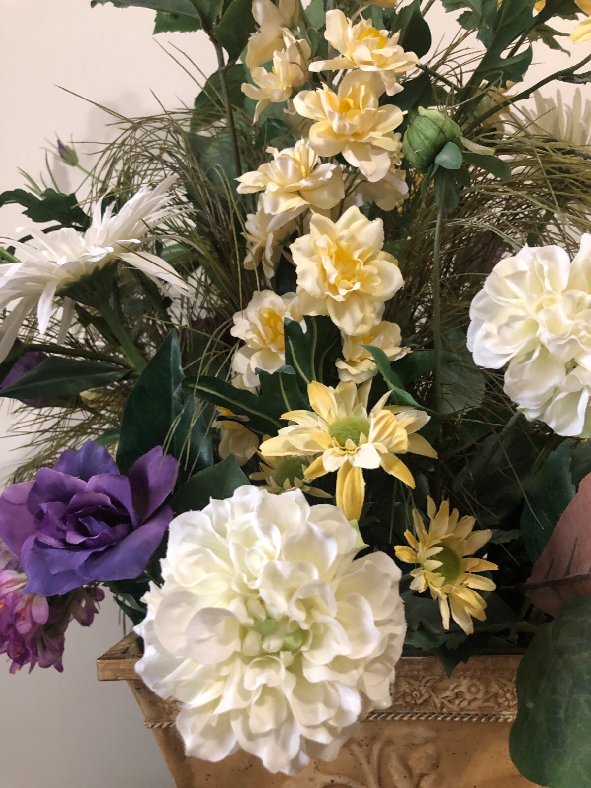31″ Elegant Purple & Gold Faux Floral Arrangement