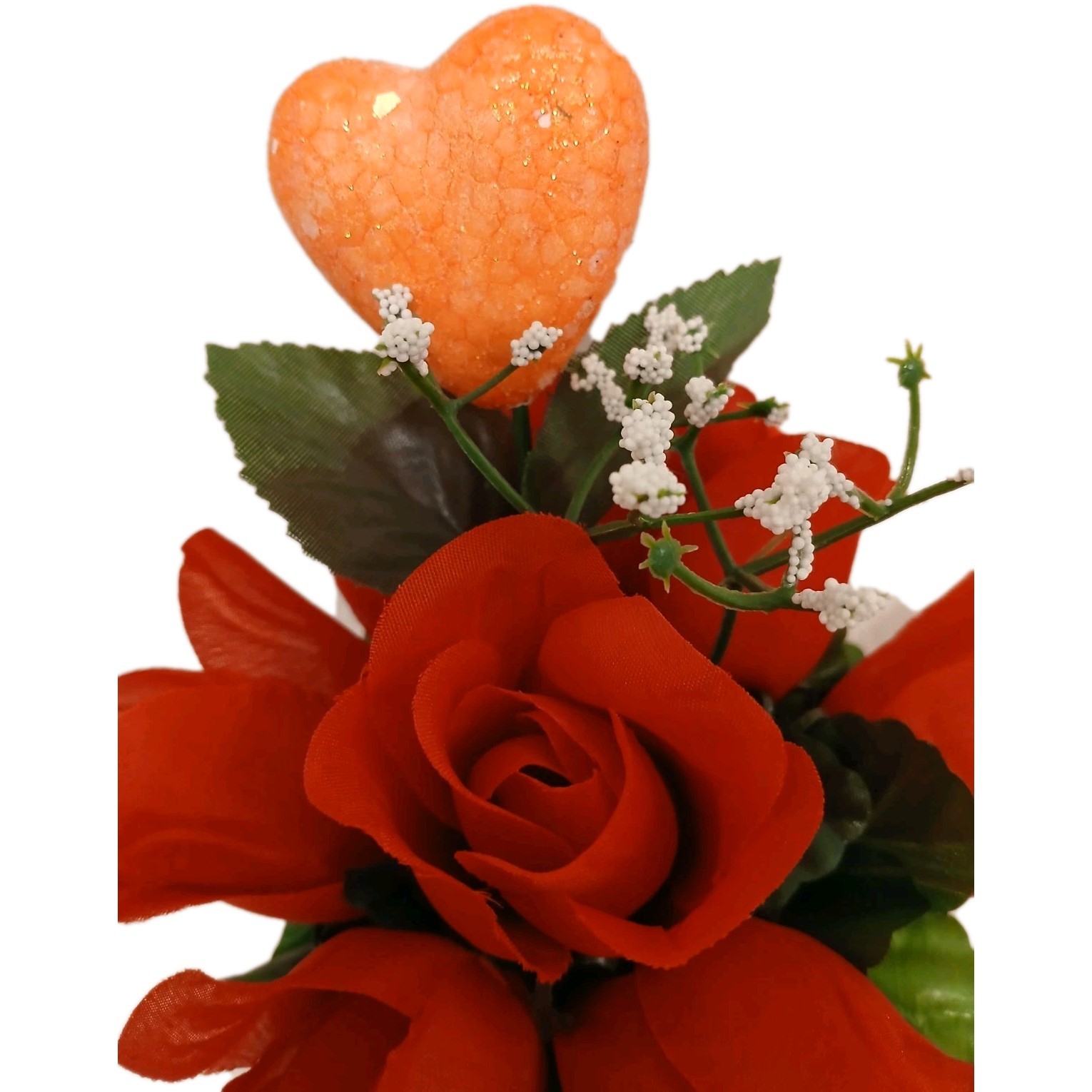 Red Rose Floral Arrangement Tea Cup POP-IN Sparkle Heart Bridal Valentine Love