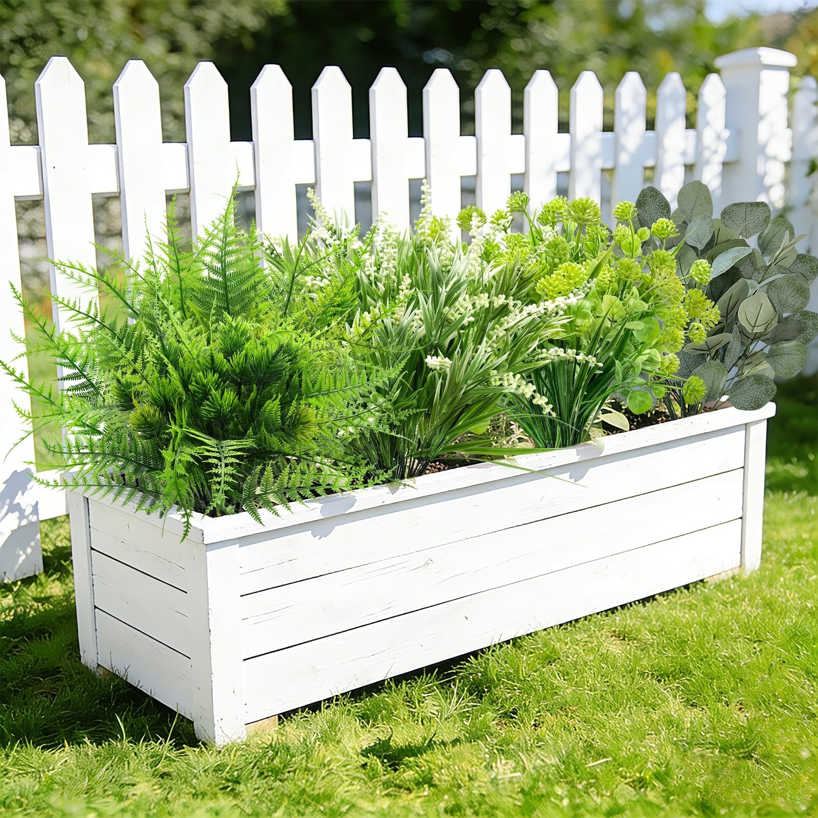 12 Bundles 4 Styles Artificial Plants Outdoor, UV Resistant No Fade Artificia…