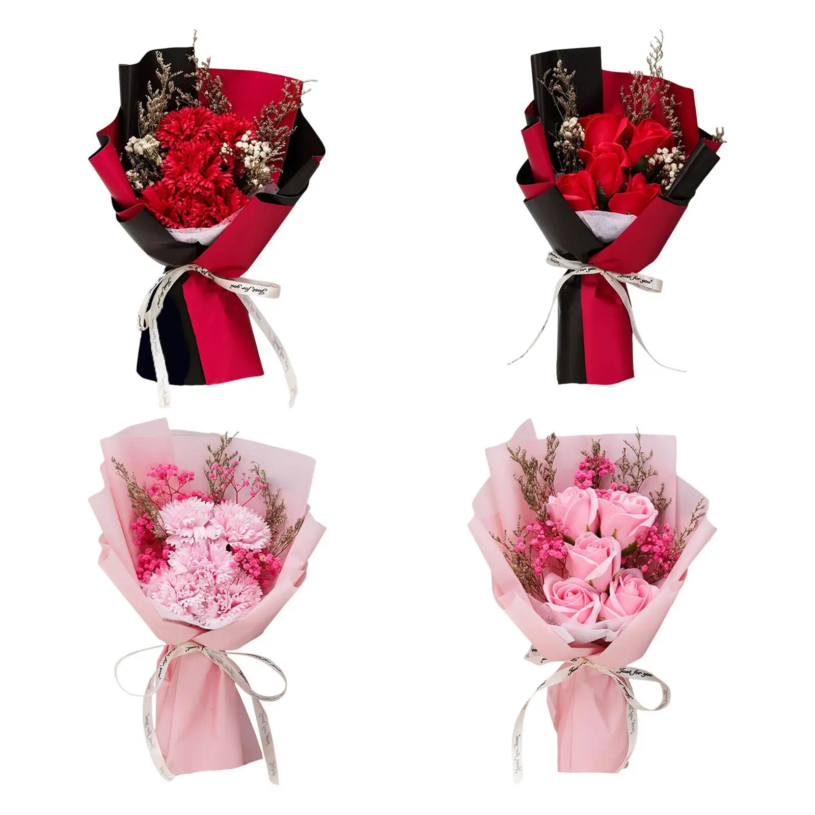 Scented Soap Flower Bouquet Soft Touch Realistic 30X18Cm Handmade Anniversary