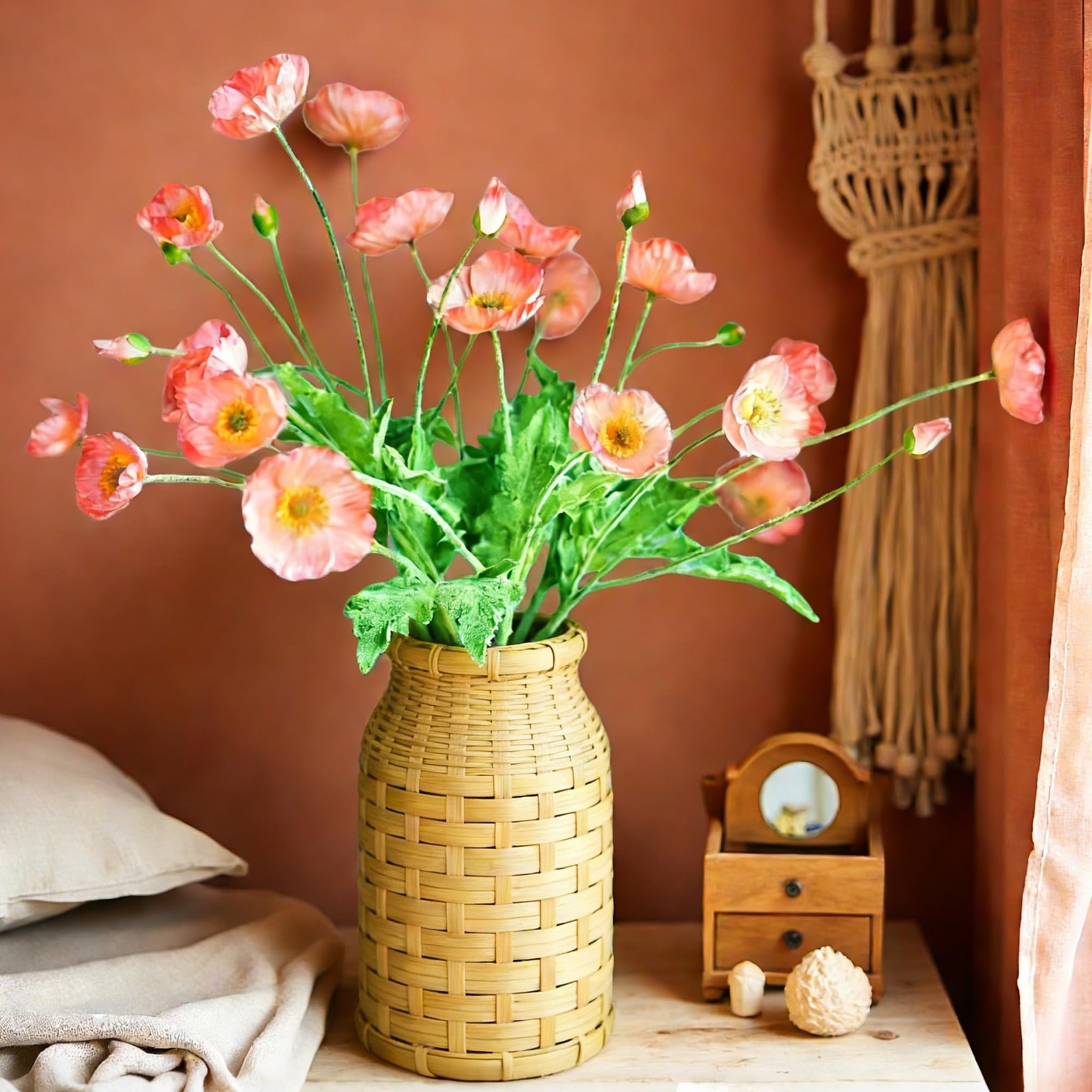 Artificial Flowers for Outdoors 6 Pcs Poppy Plant Realistic Silk Fake Flowers…