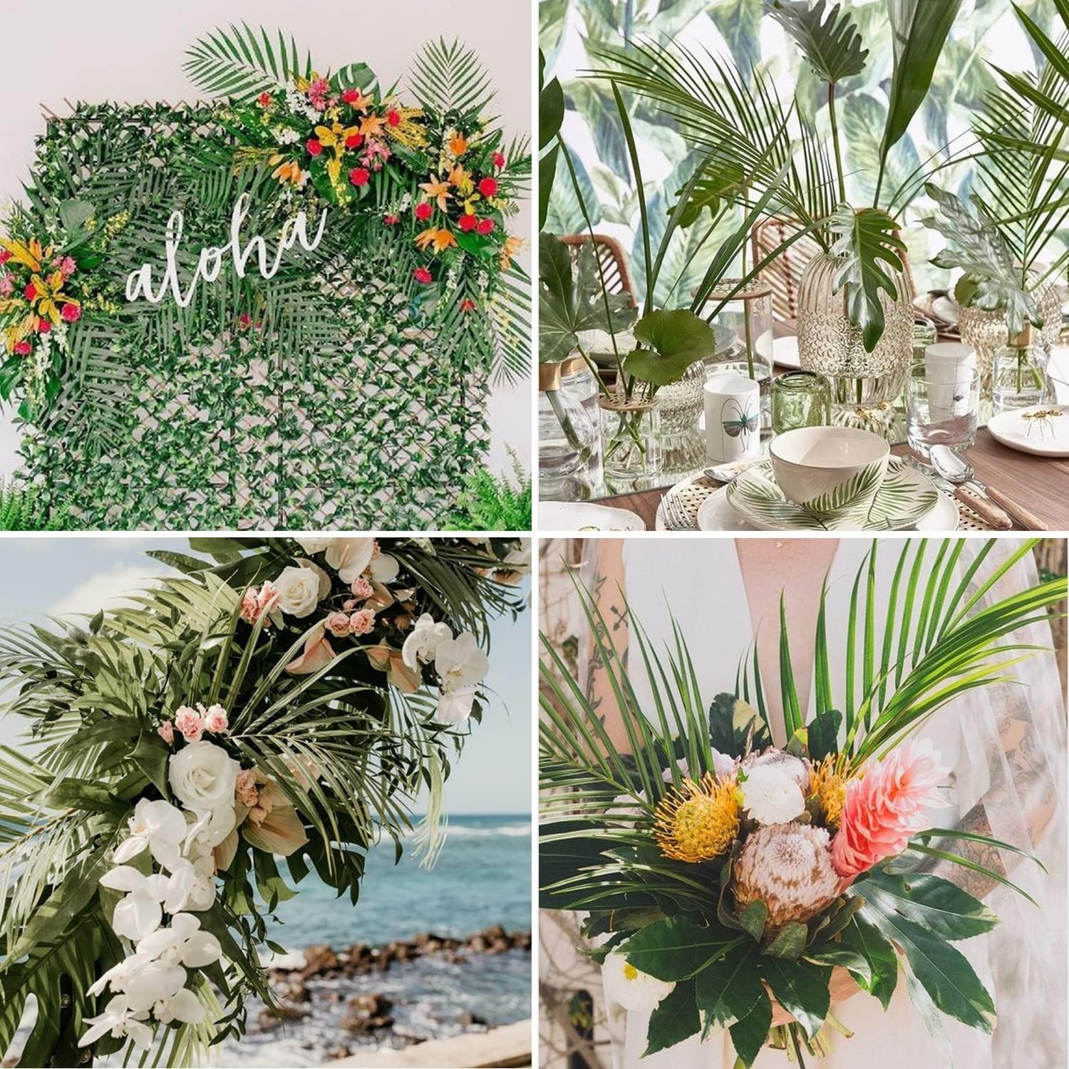 Adjustable 16 PCS Palm Leaves – Perfect for Hawaiian Luau & Beach Theme Decor