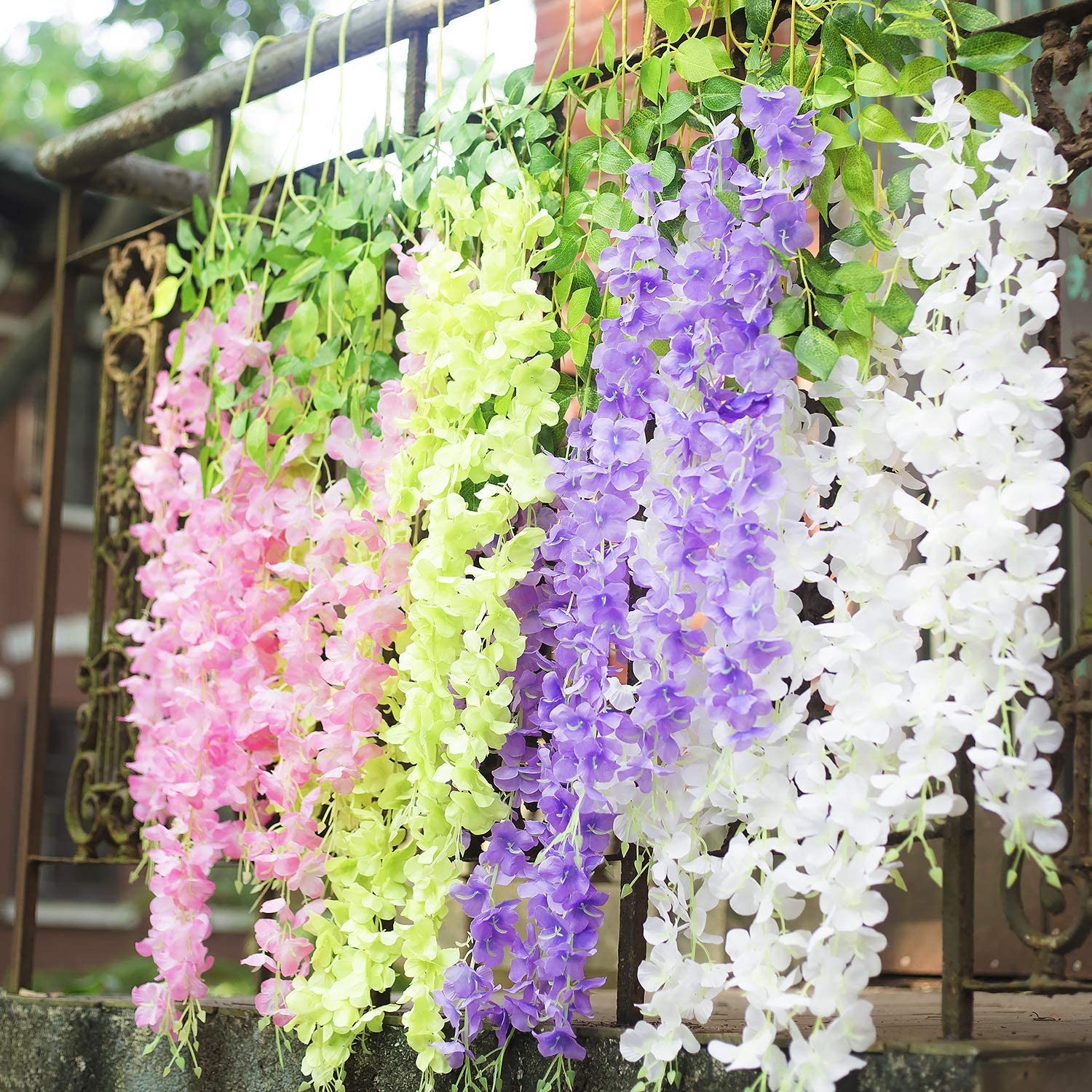 Wisteria Hanging Flowers,12x Fake Hanging Flowers,Wisteria Artificiales Garland