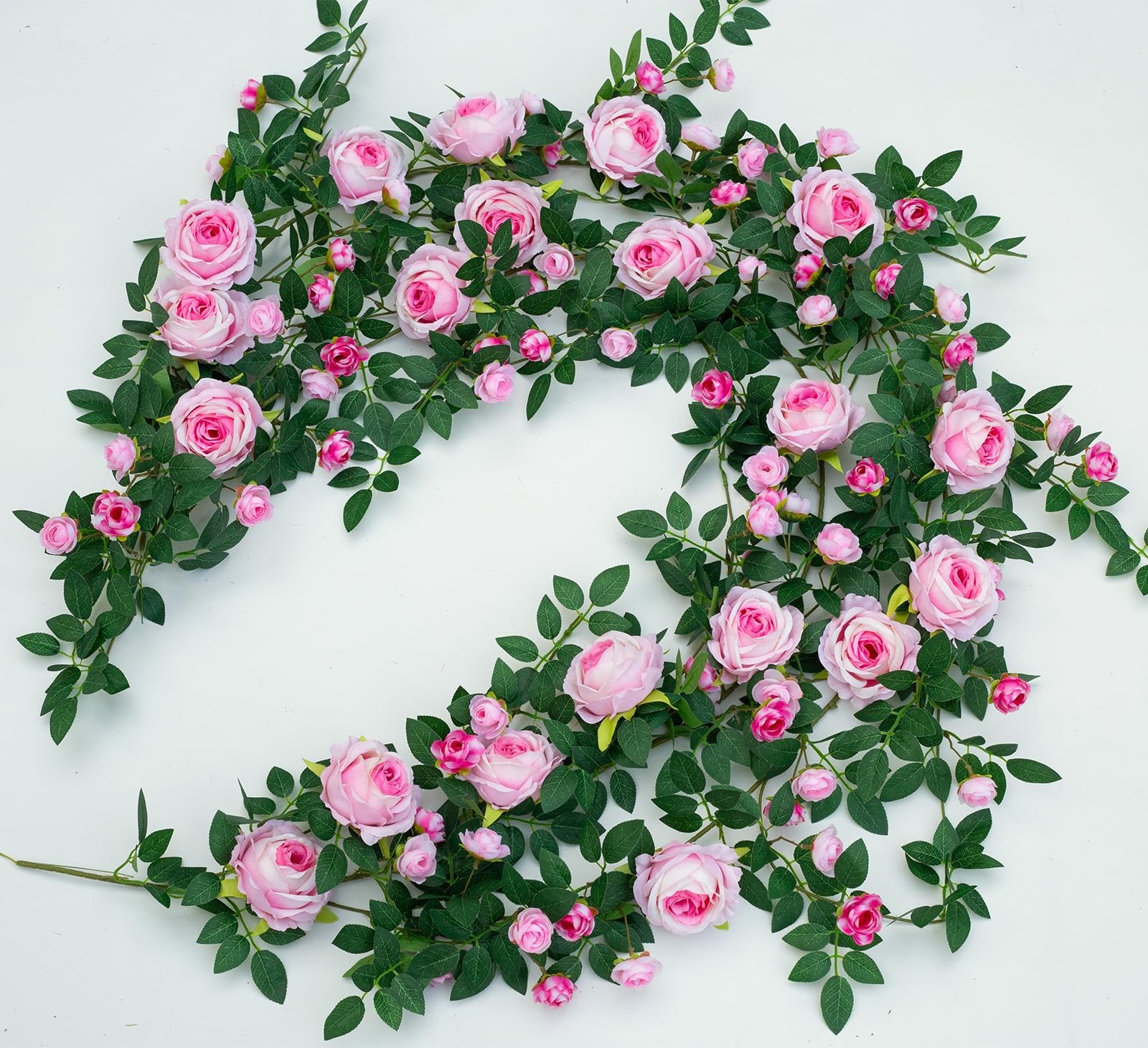 2 PCS 12FT Bendable Flower Garland, Artificial Rose Vine Hanging Floral Garla…