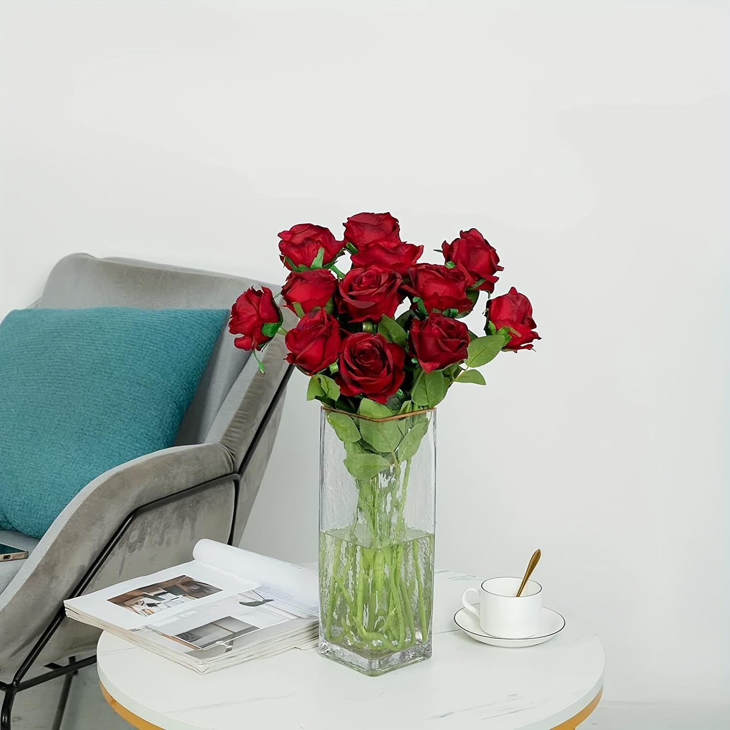 12pcs Realistic Artificial Rose Bouquet for Weddings, Birthdays, and More for Fl