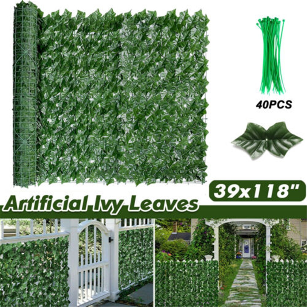 Artificial Ivy Privacy Fence Screen 39″x118″ UV Resistant Faux Greenery Panel