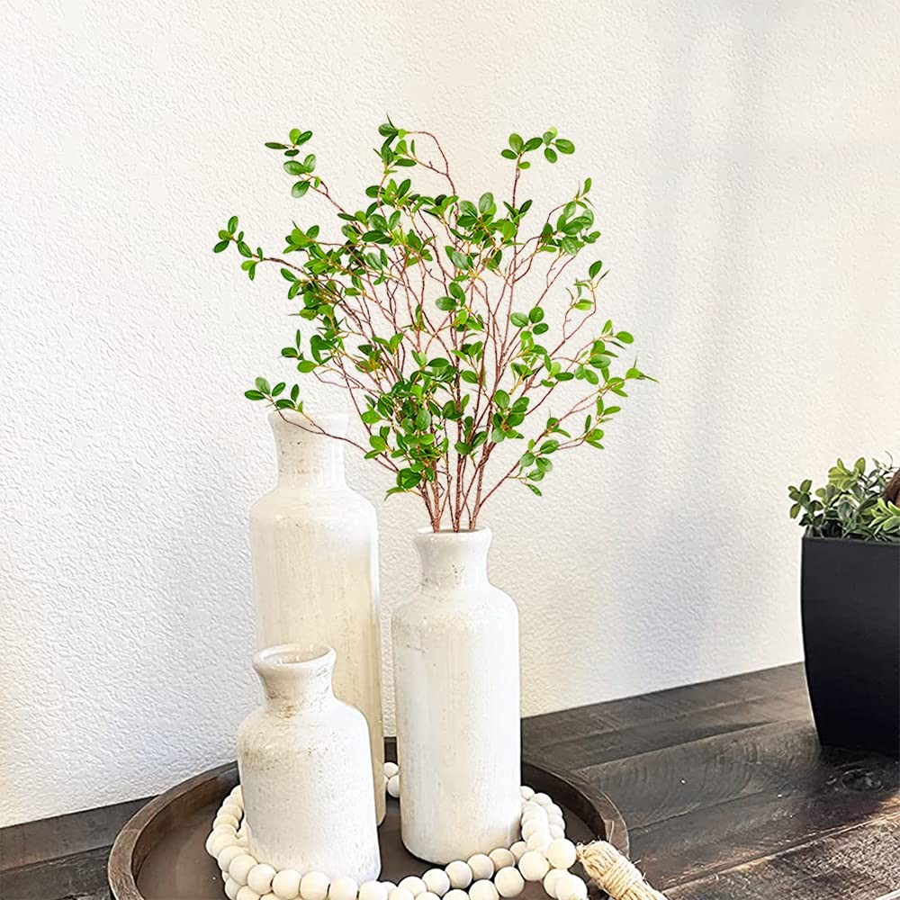 3 Pack Artificial Greenery Stems Branches for Vase Fake Ficus Stems Faux Stem…