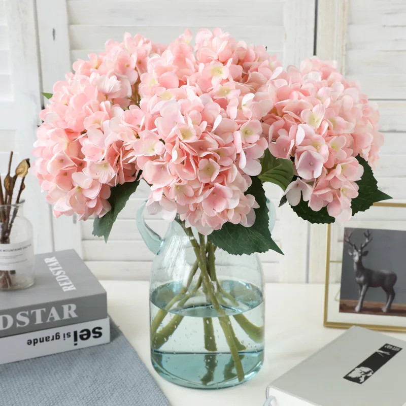 Flores artificiales, hortensia, rama, hogar, boda, decoración, otoño, seda, plás