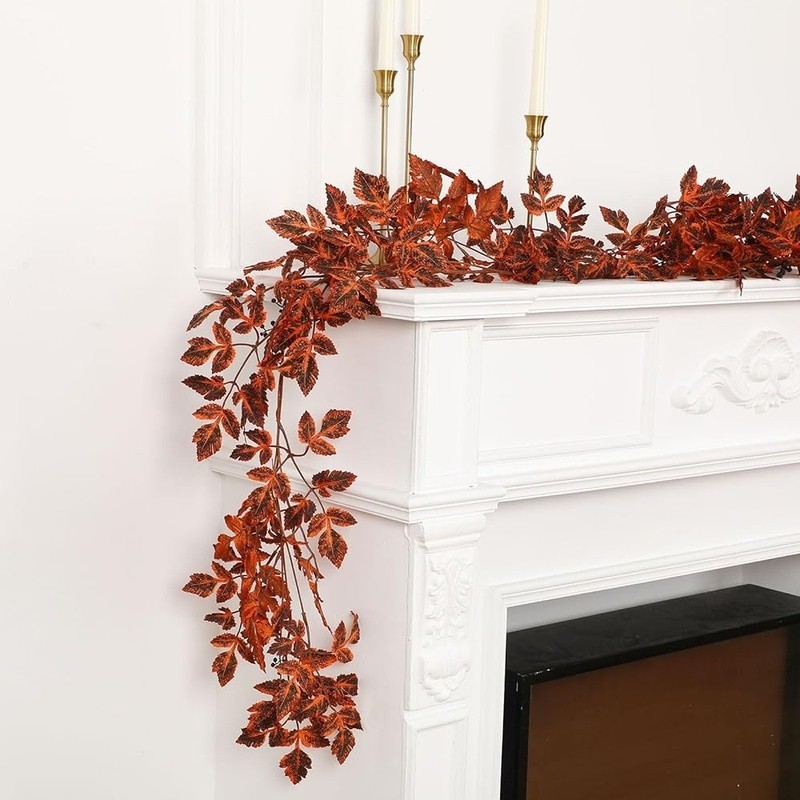 Autumn Artificial Garland Set Home Decor Fall Leaves Berries Indoor Outdoor 6ft
