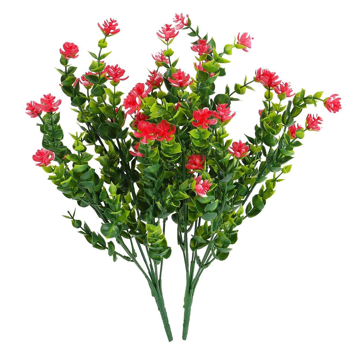 2 4 6 Bundles Artificial Flowers Fake Plants Outdoor Garden UV Resistant Flower