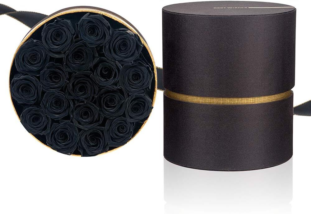Perfection Handmade Black Preserved Roses in a Gift Box That Last 2 to 3 Years