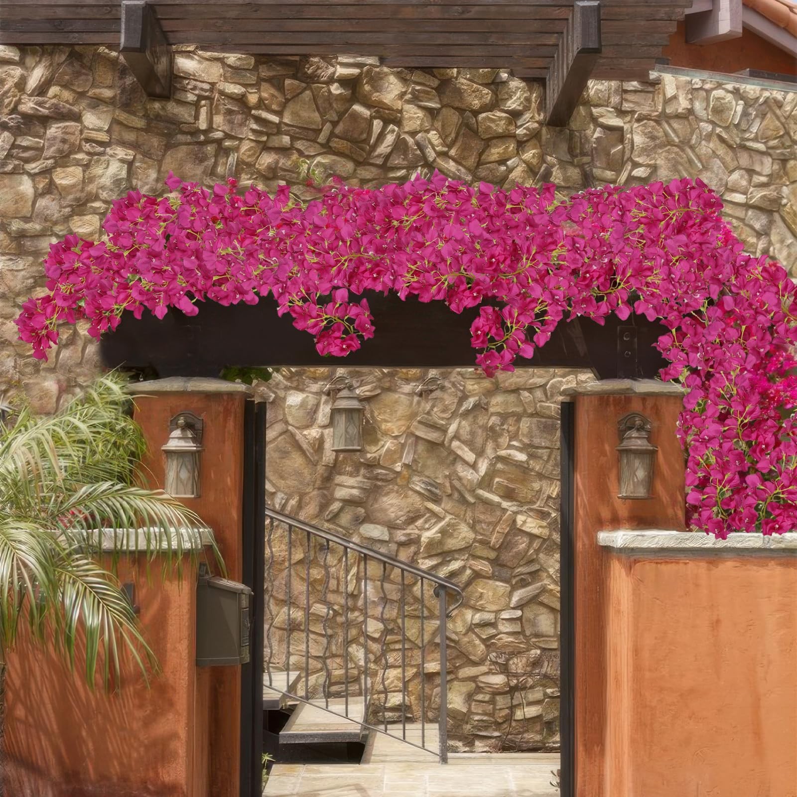 2 Pcs Artificial Bougainvillea Flowers Garland Fake Silk Bougainvilleas Vines…