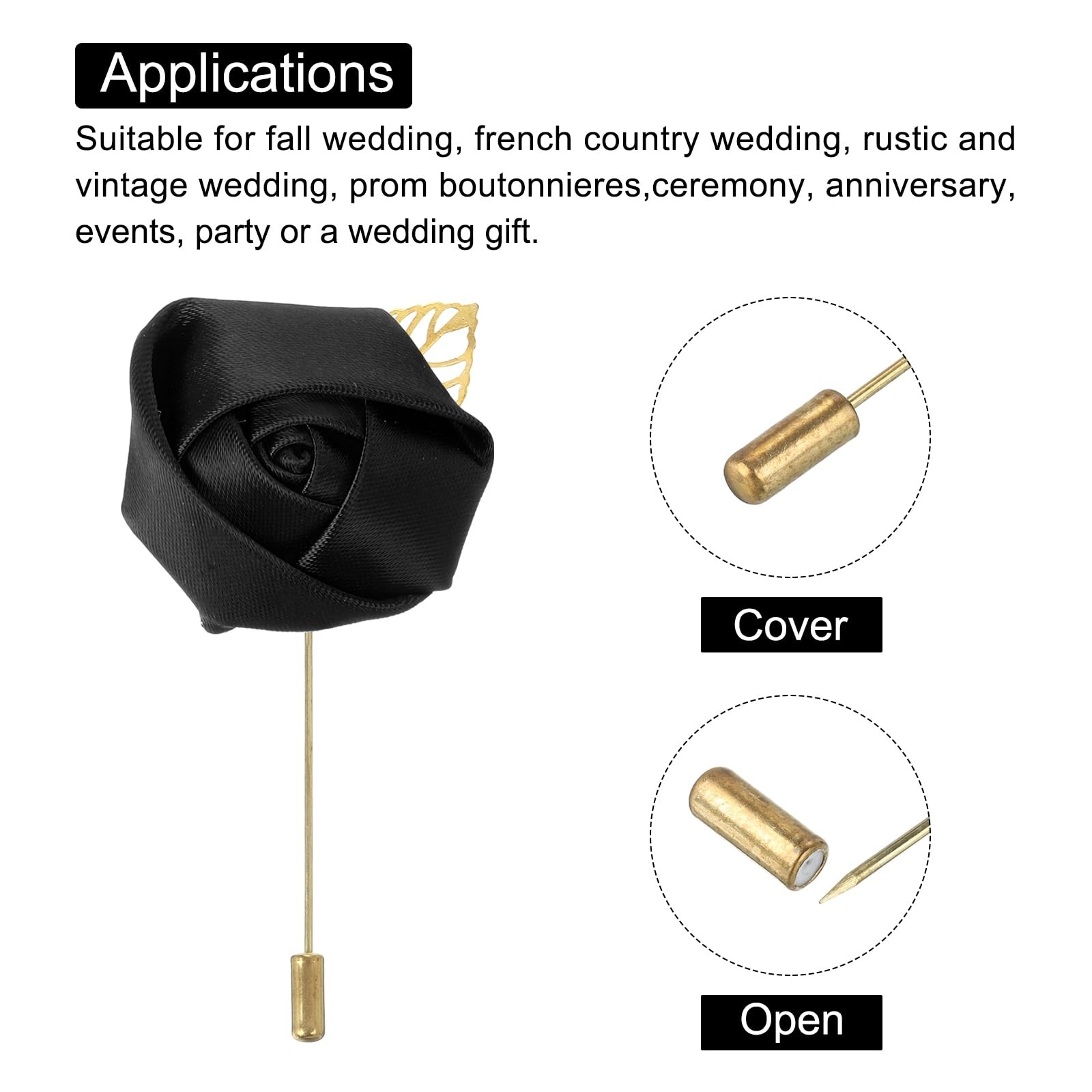 Groom Boutonnieres Rose Pin for Men Wedding Ceremony Anniversary Formal