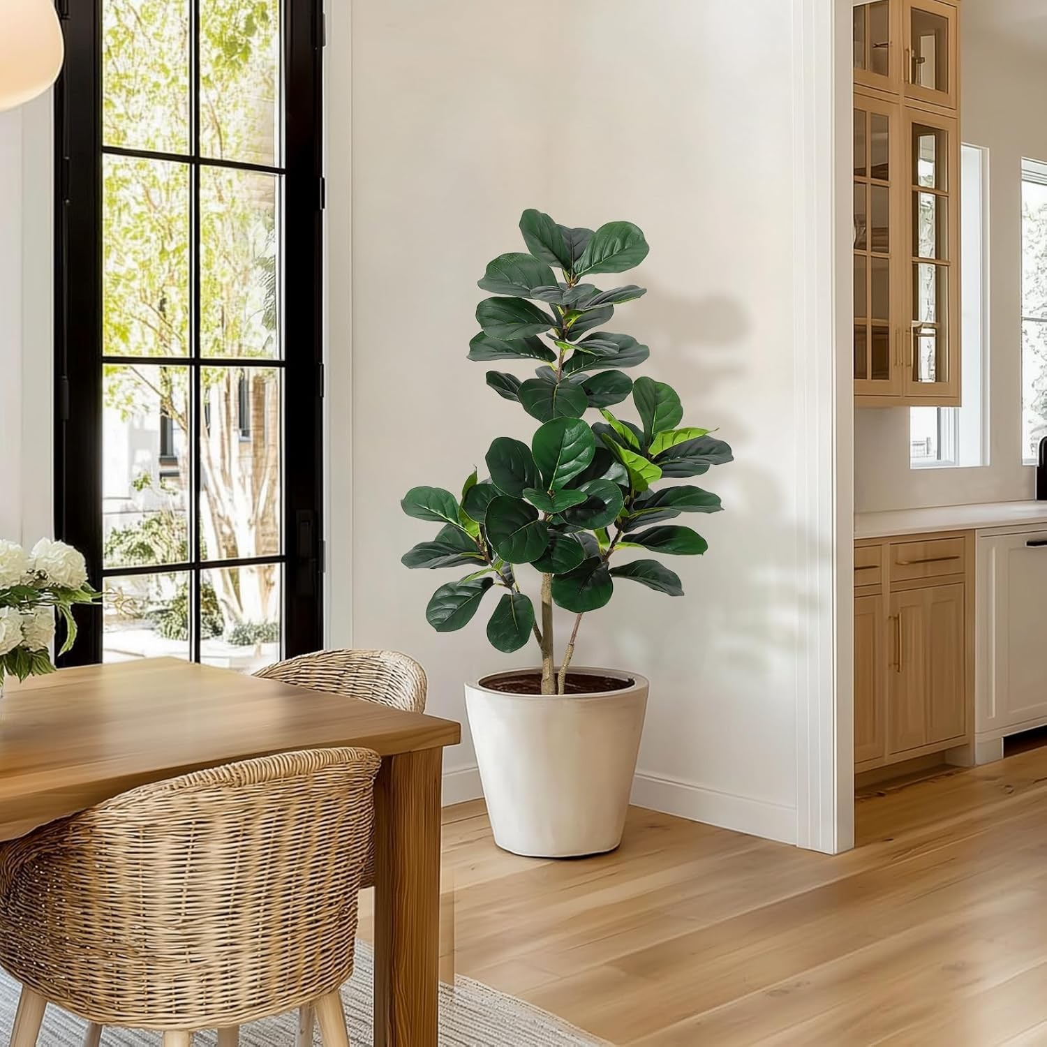 Artificial Fiddle Leaf Fig Tree Faux Ficus Lyrata Indoor Plant w/ Pot Multi Size