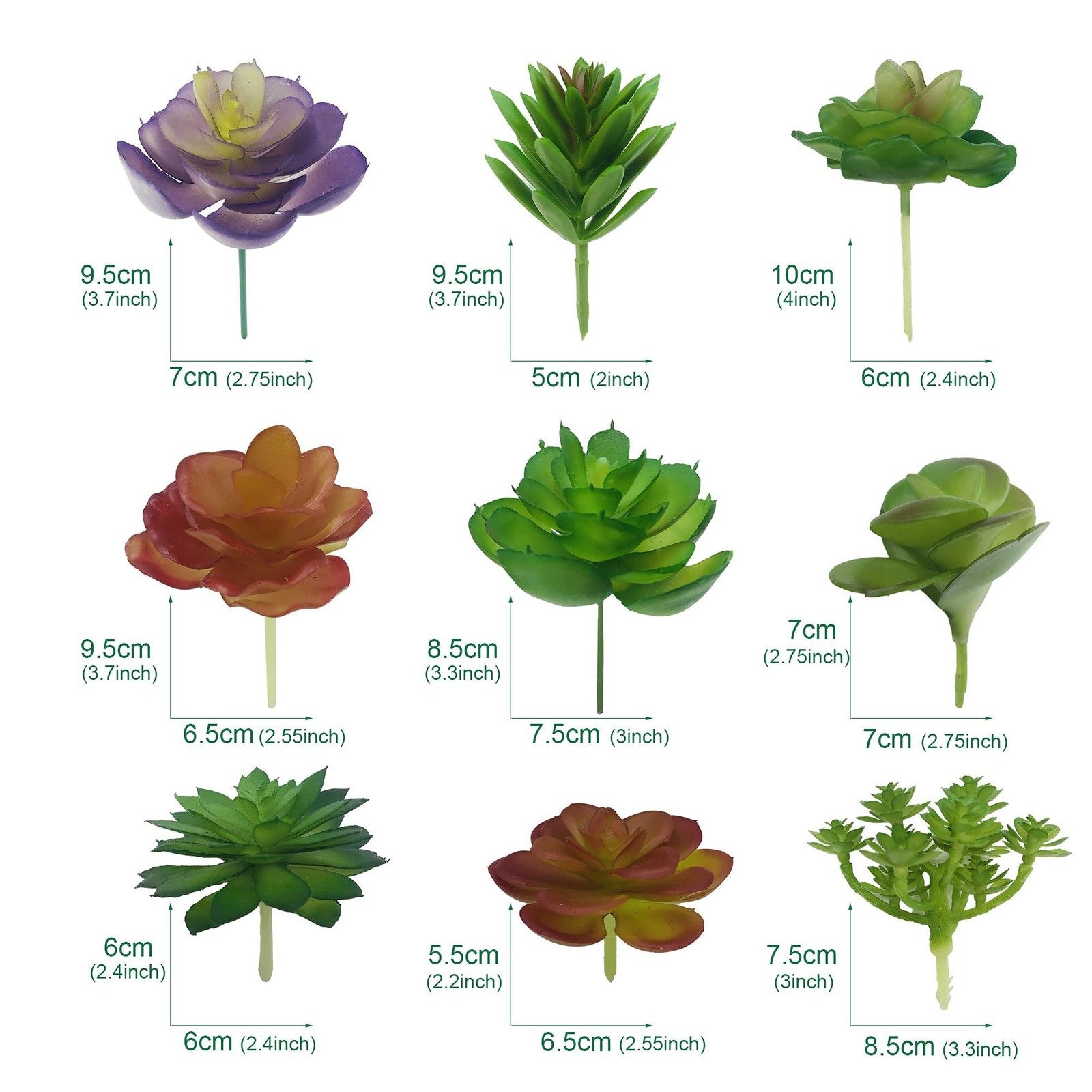 Woohome 34 PCS Artificial Succulents Picks Set, 24 Mixed Color Succulent Plants